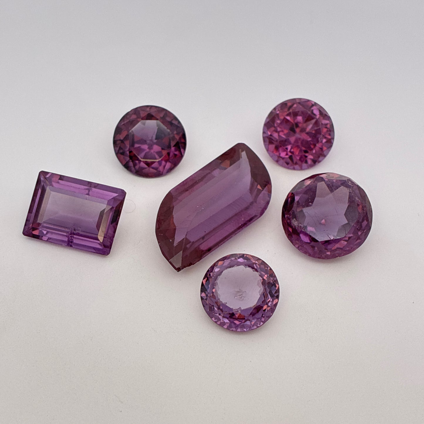 99 carat Lot of Worn Purple Color Change Lab Sapphires, Worn Discount Gemstones, Preformed Facet Rough