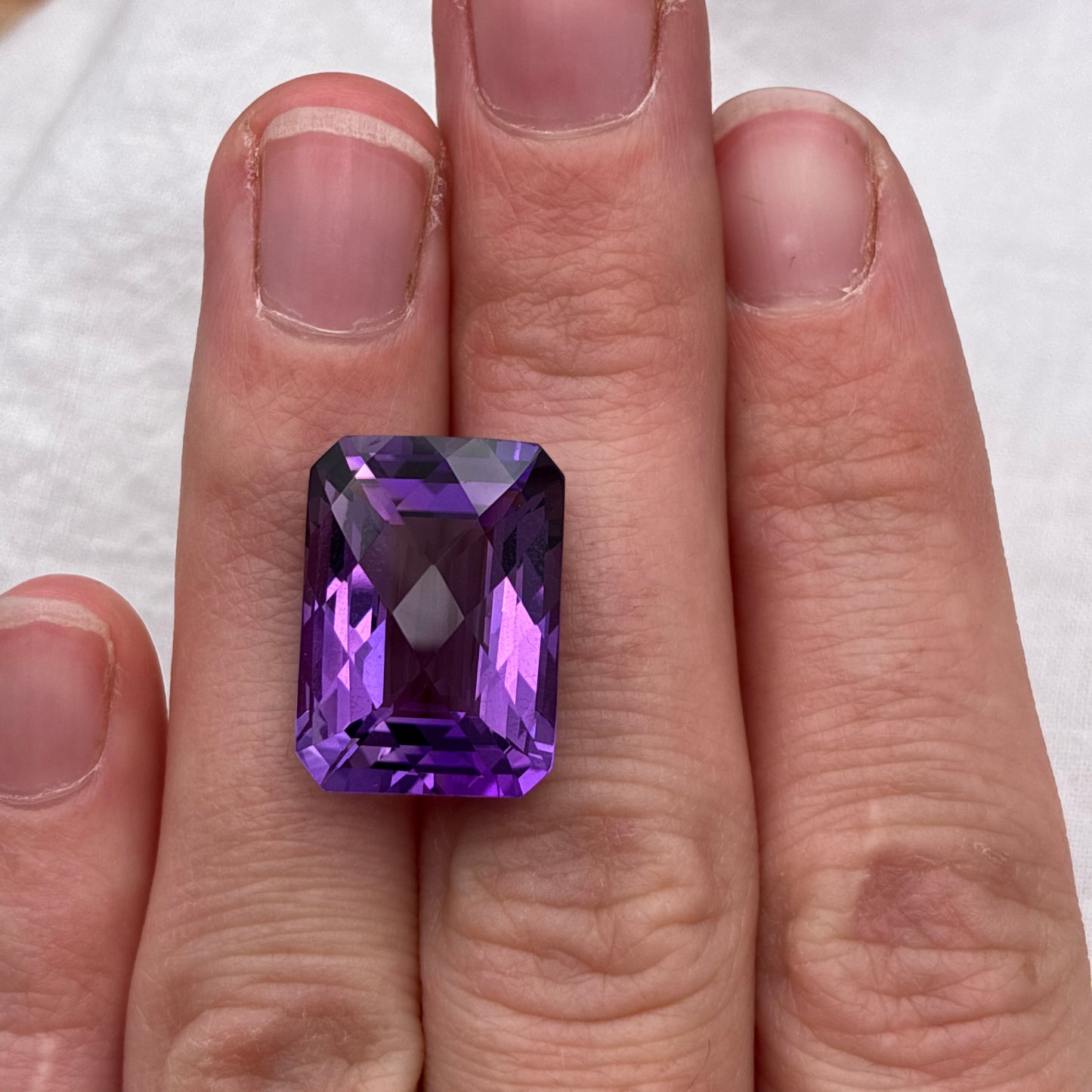 18x13mm Amethyst 15.58 carat Checkerboard Emerald Cut