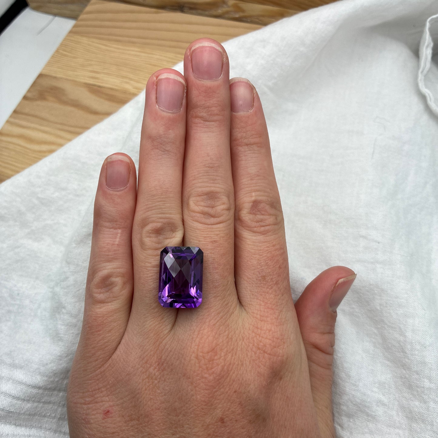 18x13mm Amethyst 15.58 carat Checkerboard Emerald Cut