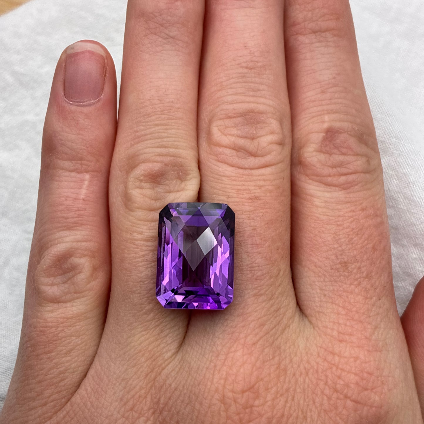18x13mm Amethyst 15.58 carat Checkerboard Emerald Cut