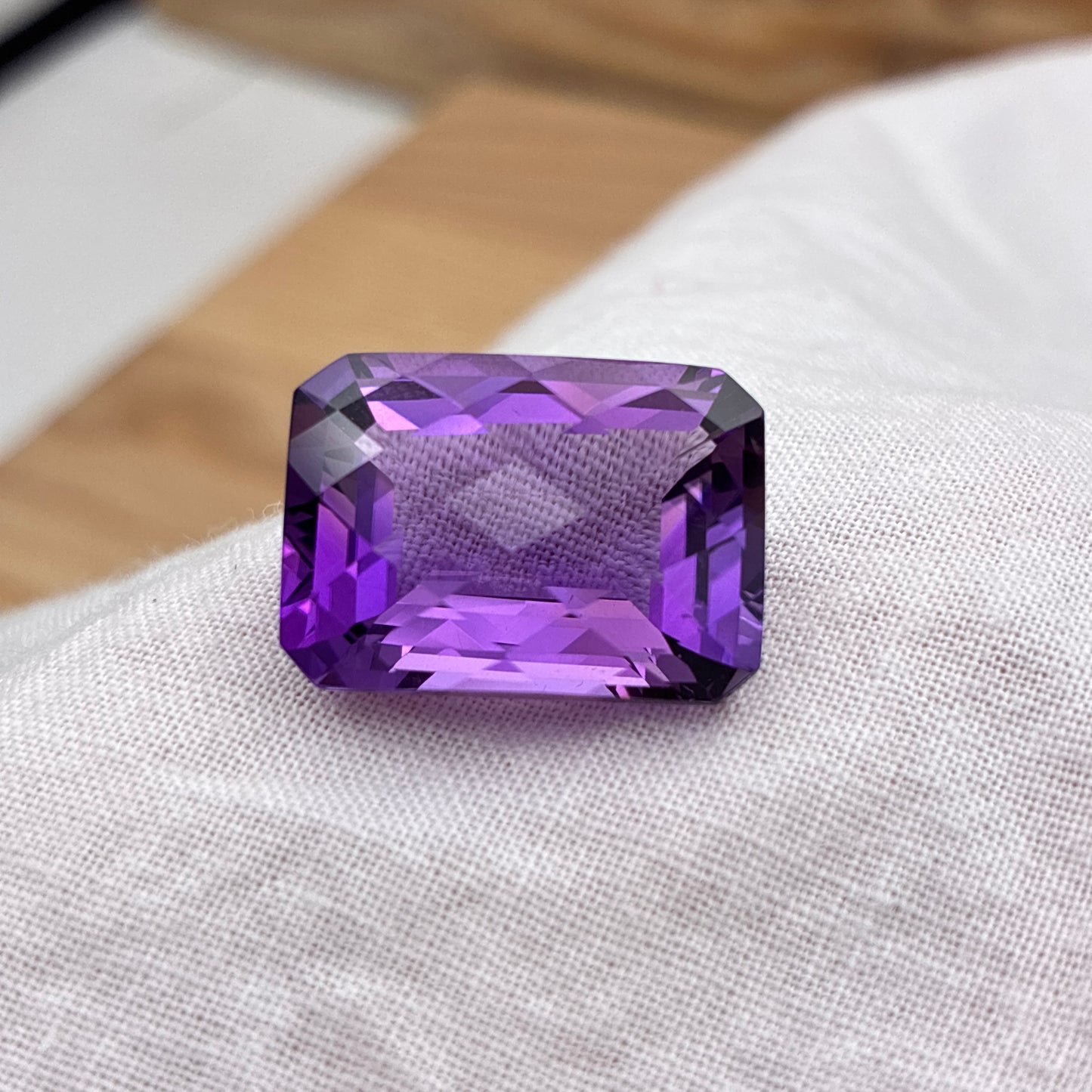 18x13mm Amethyst 15.58 carat Checkerboard Emerald Cut
