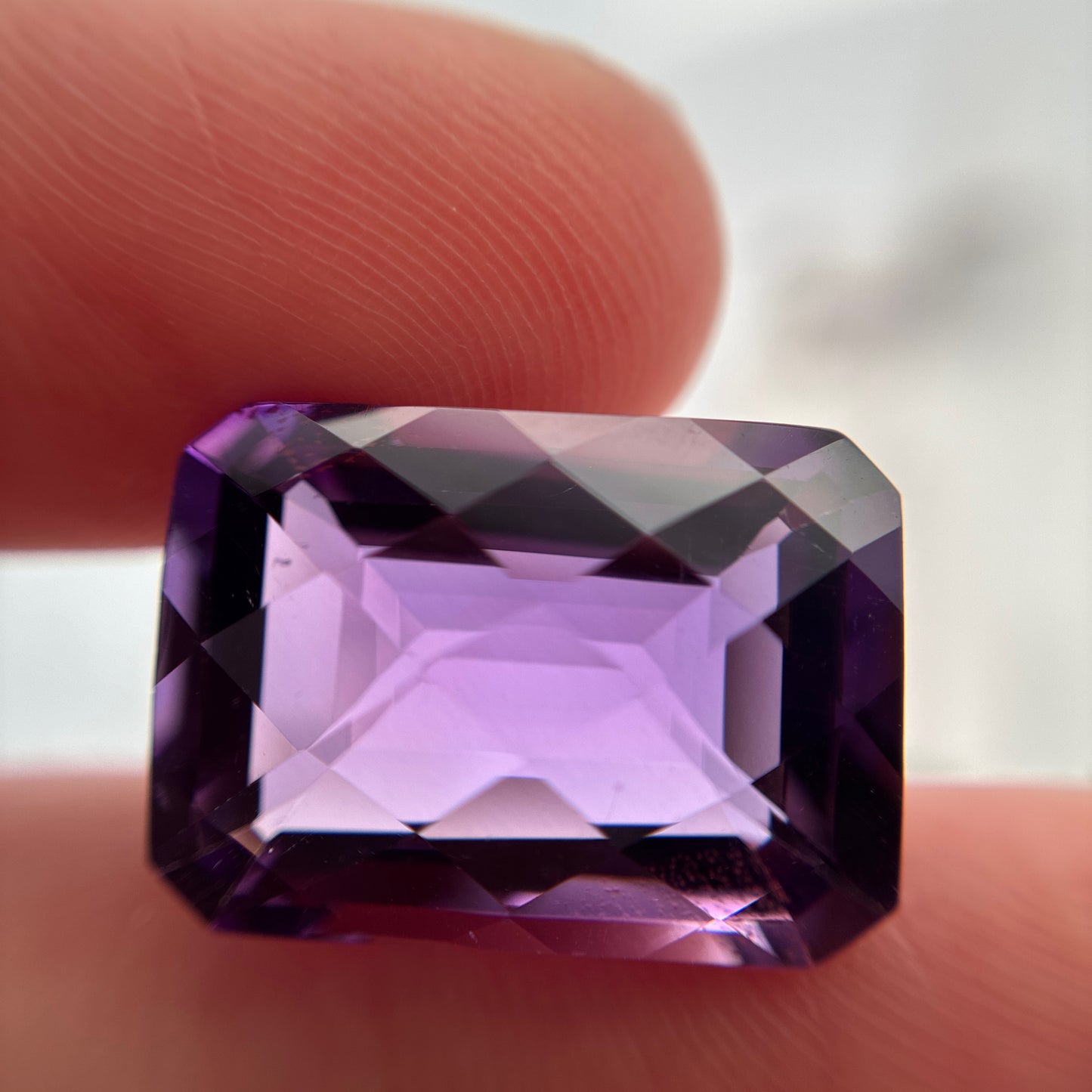 18x13mm Amethyst 15.58 carat Checkerboard Emerald Cut