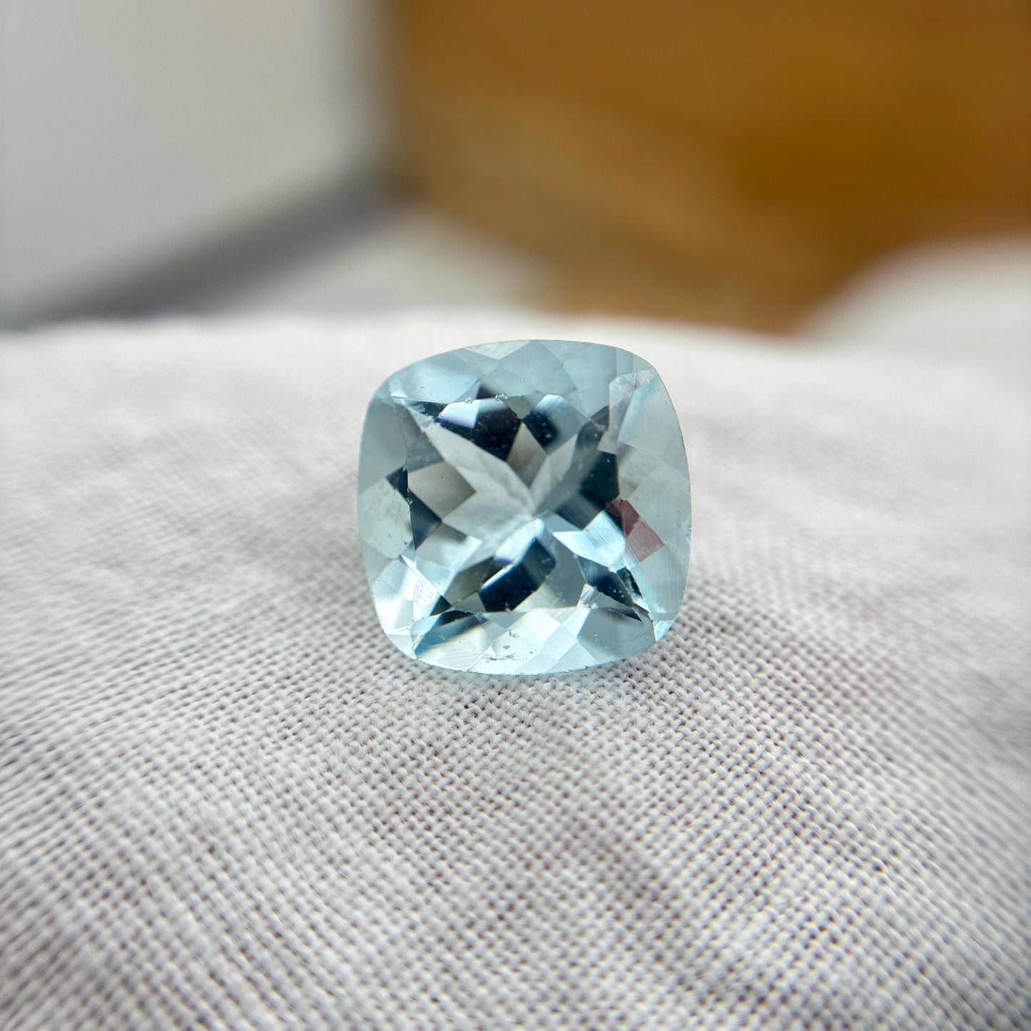 10mm Aquamarine 3.6 carat Square Cushion Cut
