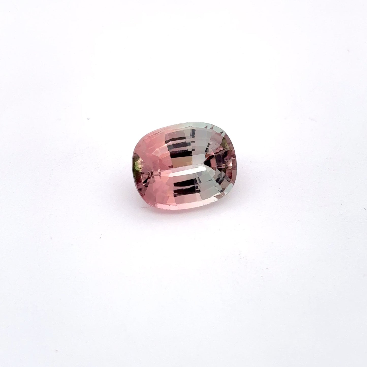 3.77 carat Bi-Color Tourmaline, Pink and white 10.3x8.3mm Cushion cut