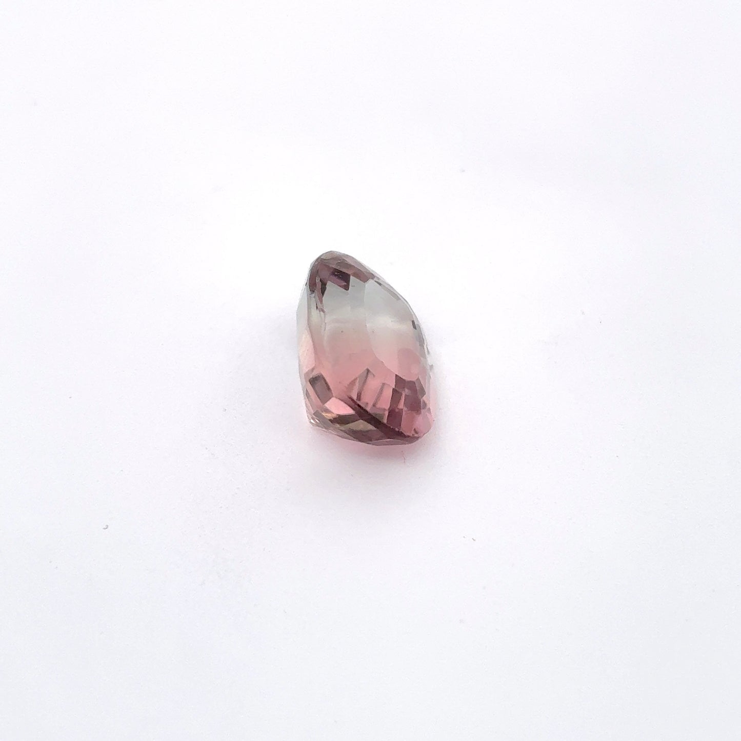 3.77 carat Bi-Color Tourmaline, Pink and white 10.3x8.3mm Cushion cut