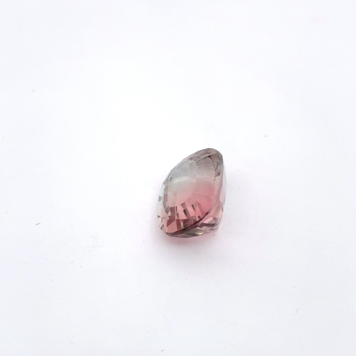 3.77 carat Bi-Color Tourmaline, Pink and white 10.3x8.3mm Cushion cut