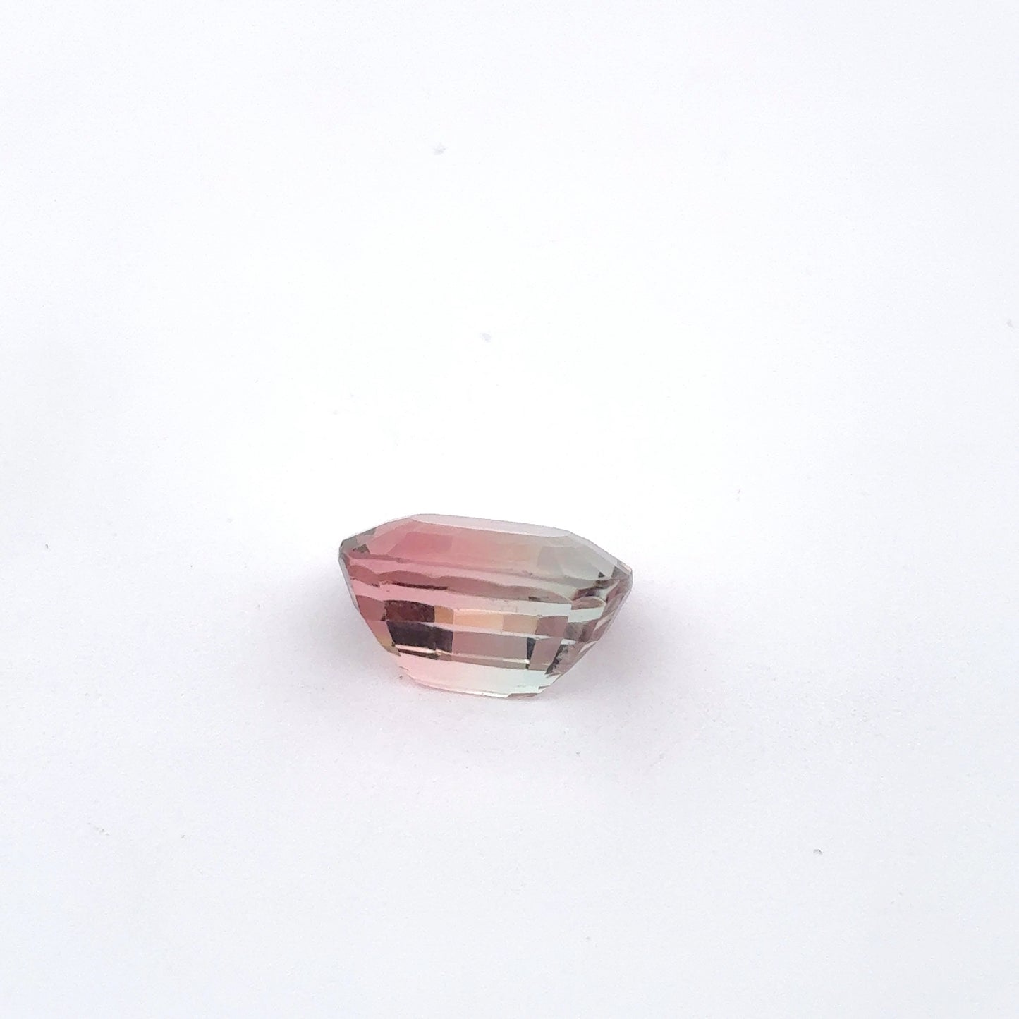 3.77 carat Bi-Color Tourmaline, Pink and white 10.3x8.3mm Cushion cut