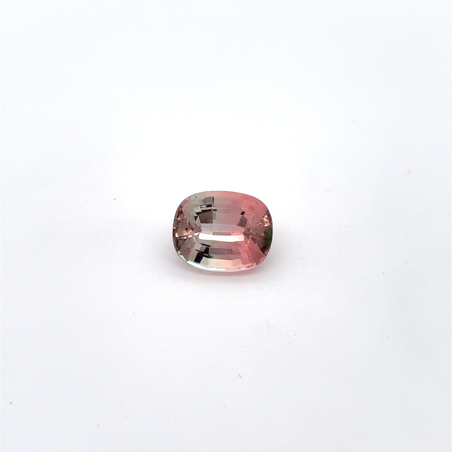 3.77 carat Bi-Color Tourmaline, Pink and white 10.3x8.3mm Cushion cut