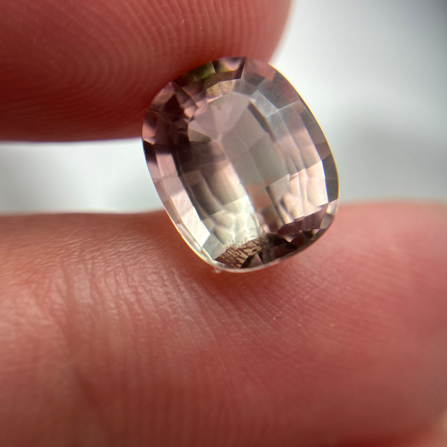 3.77 carat Bi-Color Tourmaline, Pink and white 10.3x8.3mm Cushion cut