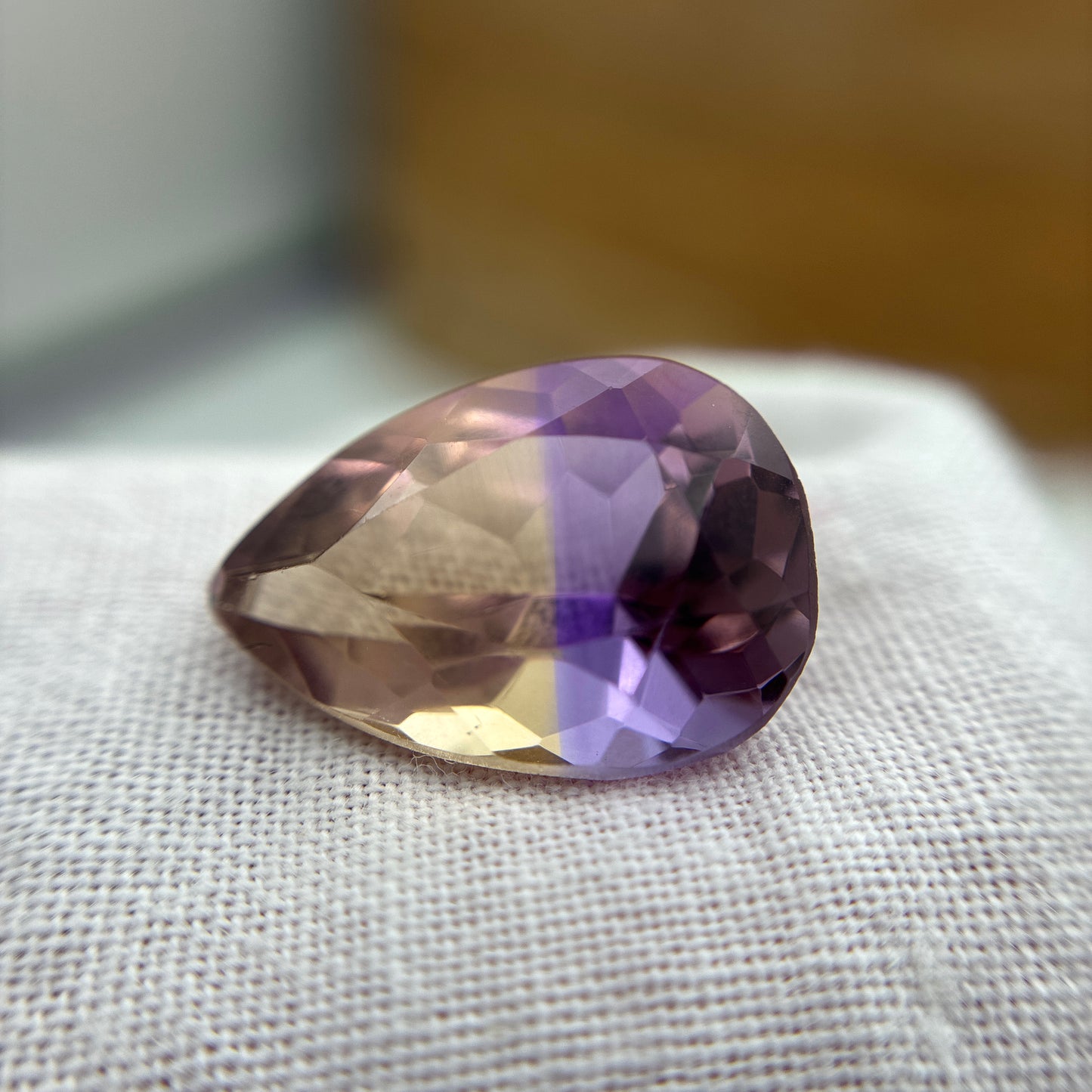 6.42 Carat Ametrine 14x10mm Pear Bi-Color Gemstone