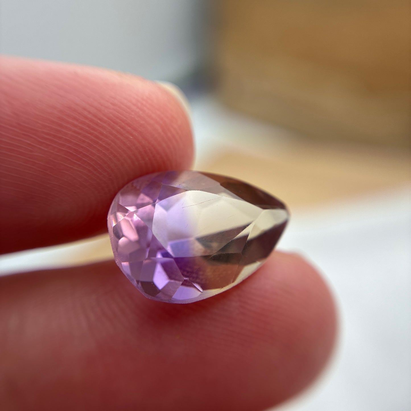 6.42 Carat Ametrine 14x10mm Pear Bi-Color Gemstone