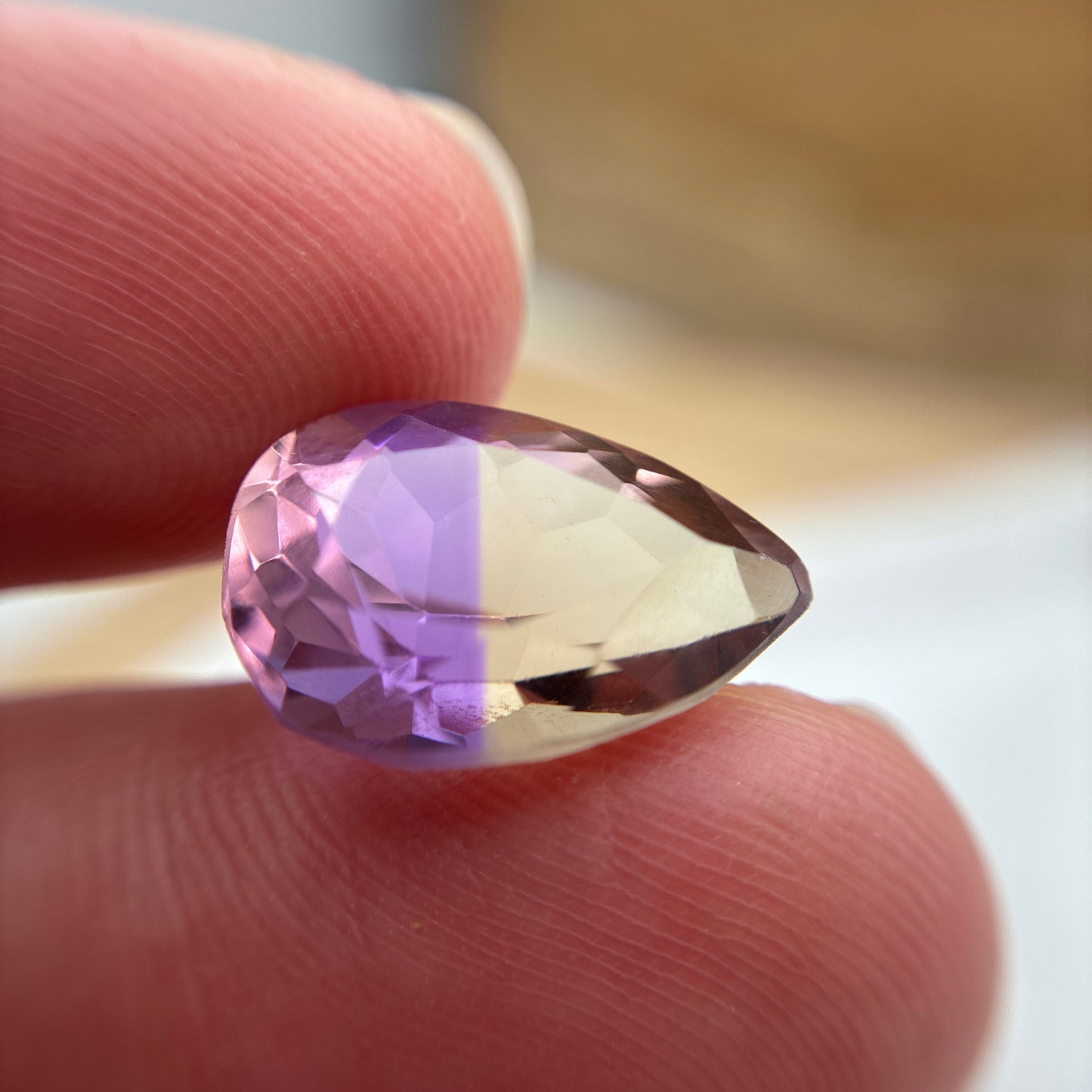 6.42 Carat Ametrine 14x10mm Pear Bi-Color Gemstone