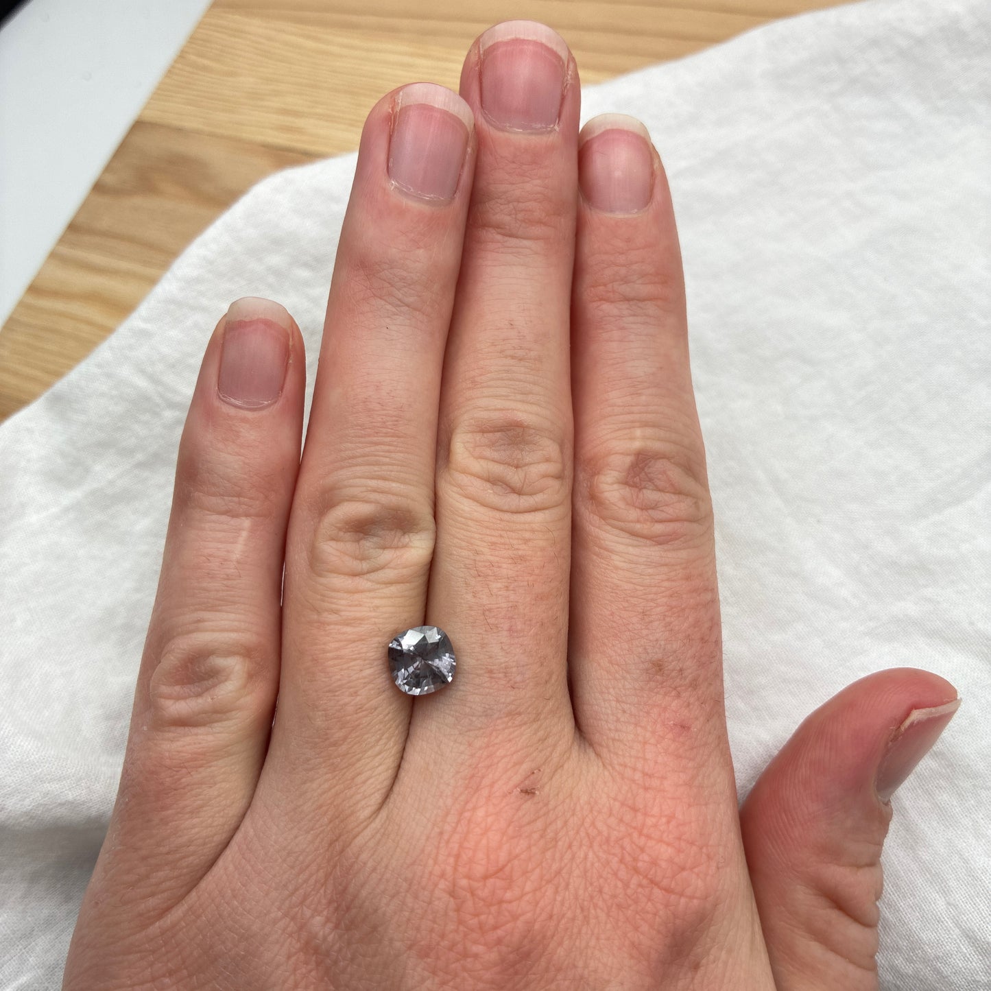 Myanmar Cushion Cut Spinel 1.78ct 7mm Purple Grey