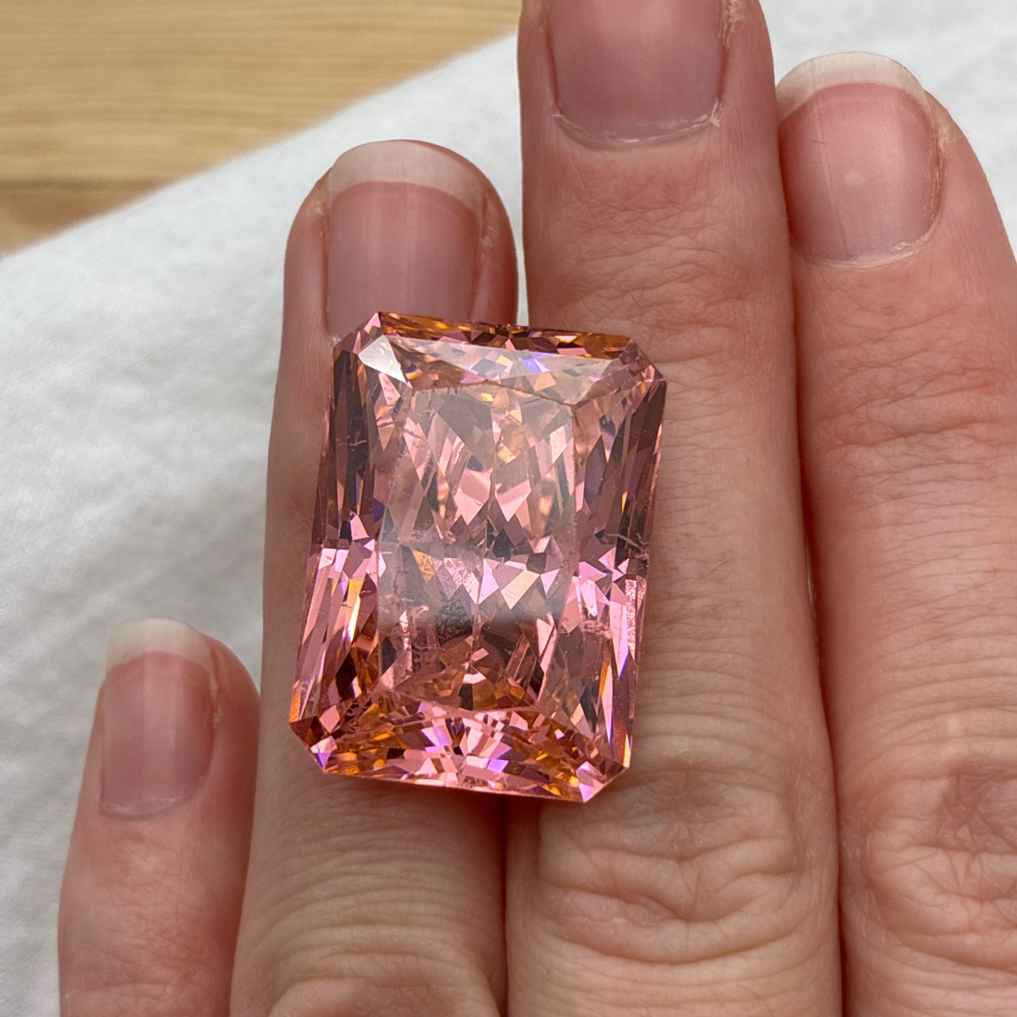 Huge CZ Preowned With Wear 84 carats, 25x18mm Rectangle