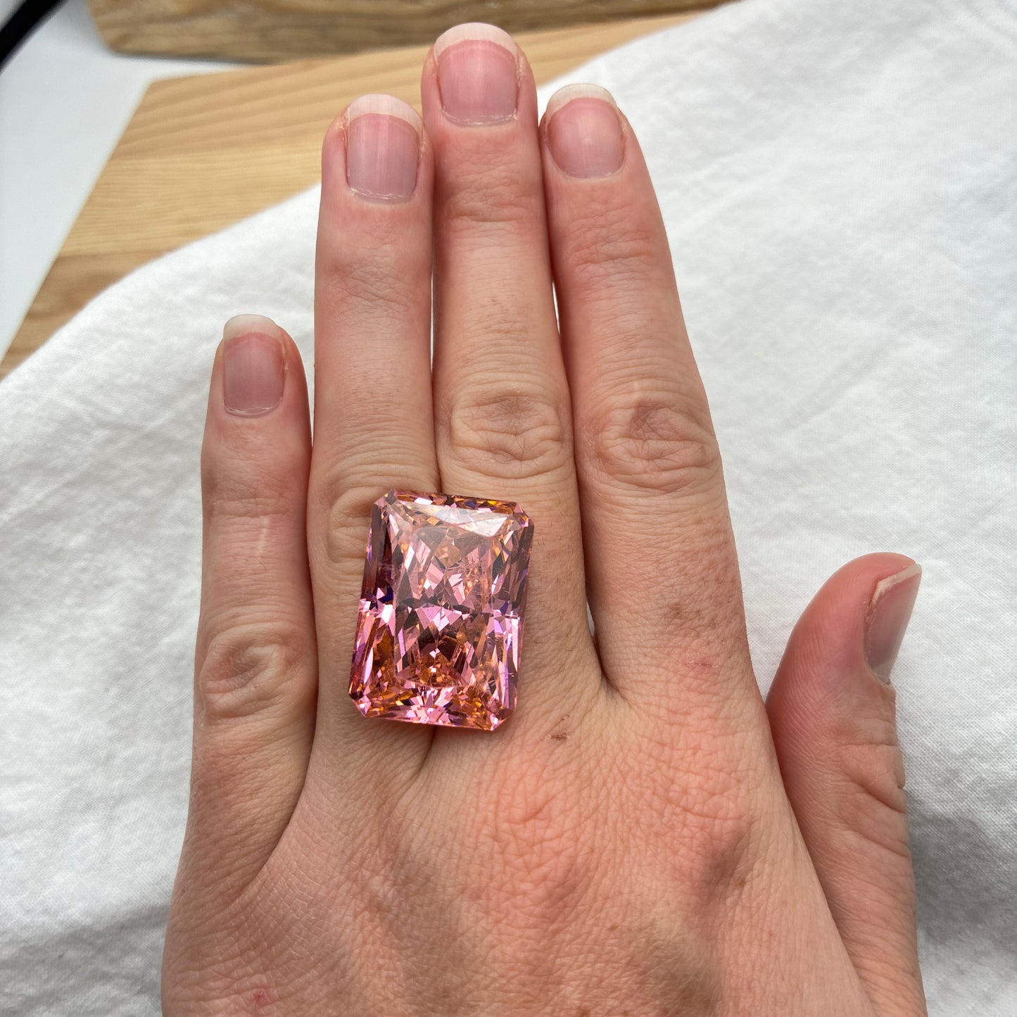 Huge CZ Preowned With Wear 84 carats, 25x18mm Rectangle