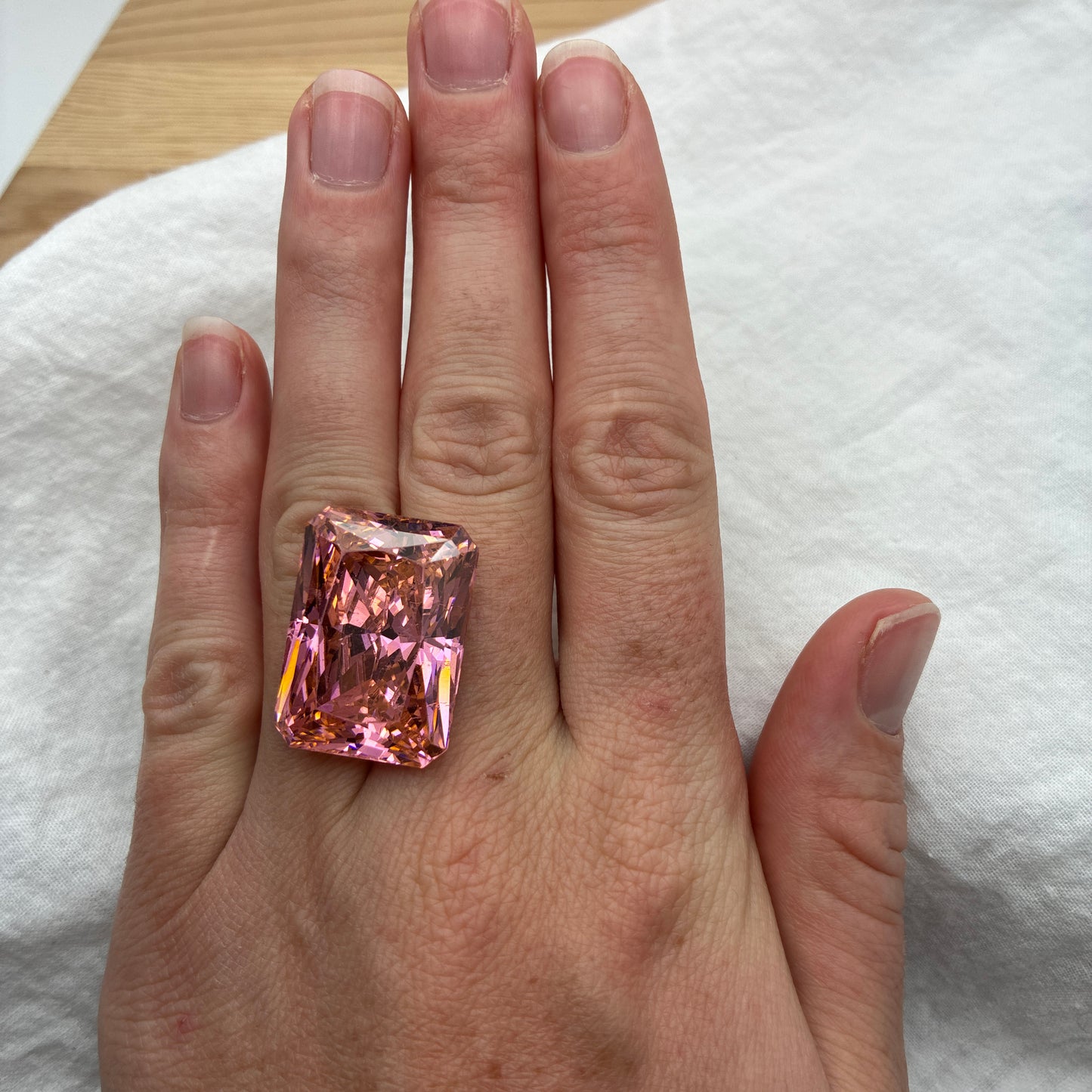 Huge CZ Preowned With Wear 84 carats, 25x18mm Rectangle