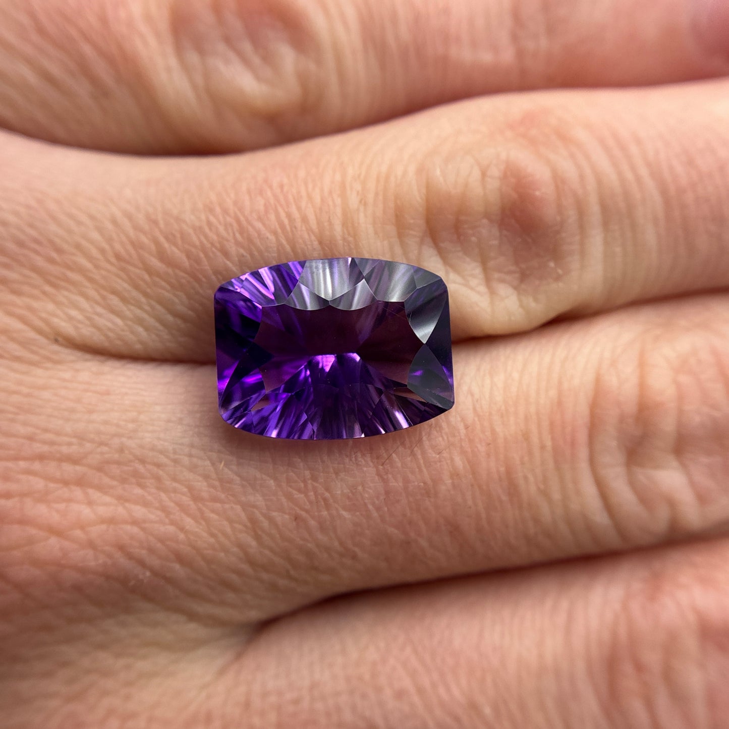 Concave Rectangle Cushion Cut Amethyst 8 carats