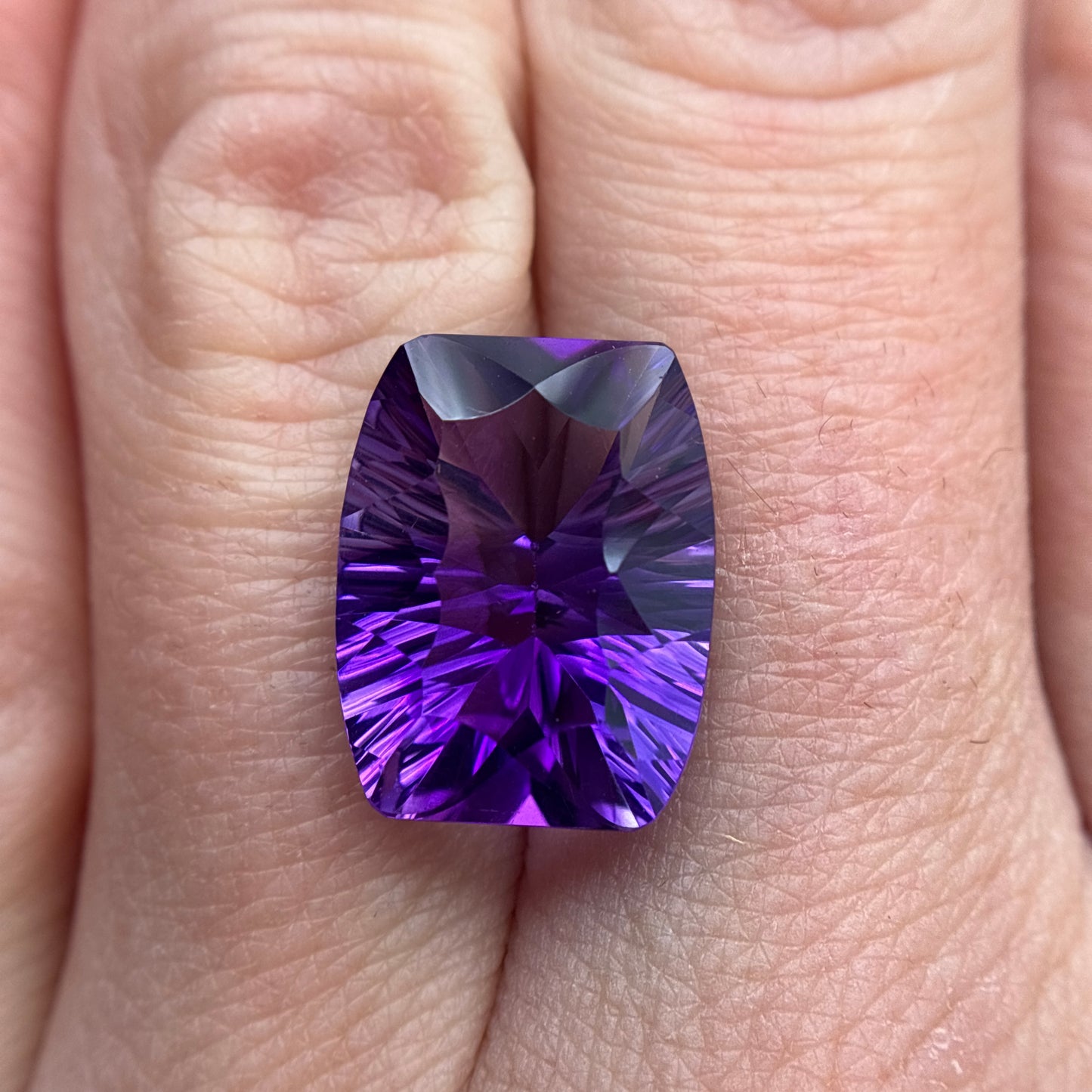 Concave Rectangle Cushion Cut Amethyst 8 carats