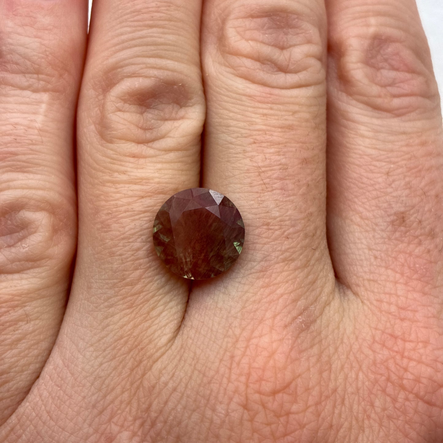 11mm Round Andesine Feldspar Orange with Green Glow