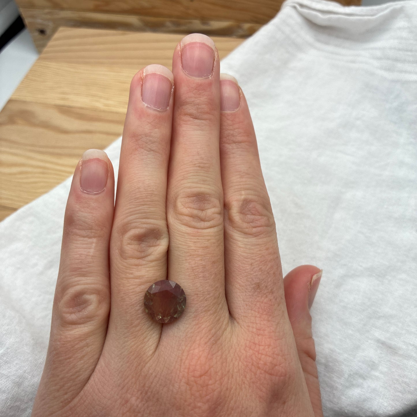 11mm Round Andesine Feldspar Orange with Green Glow