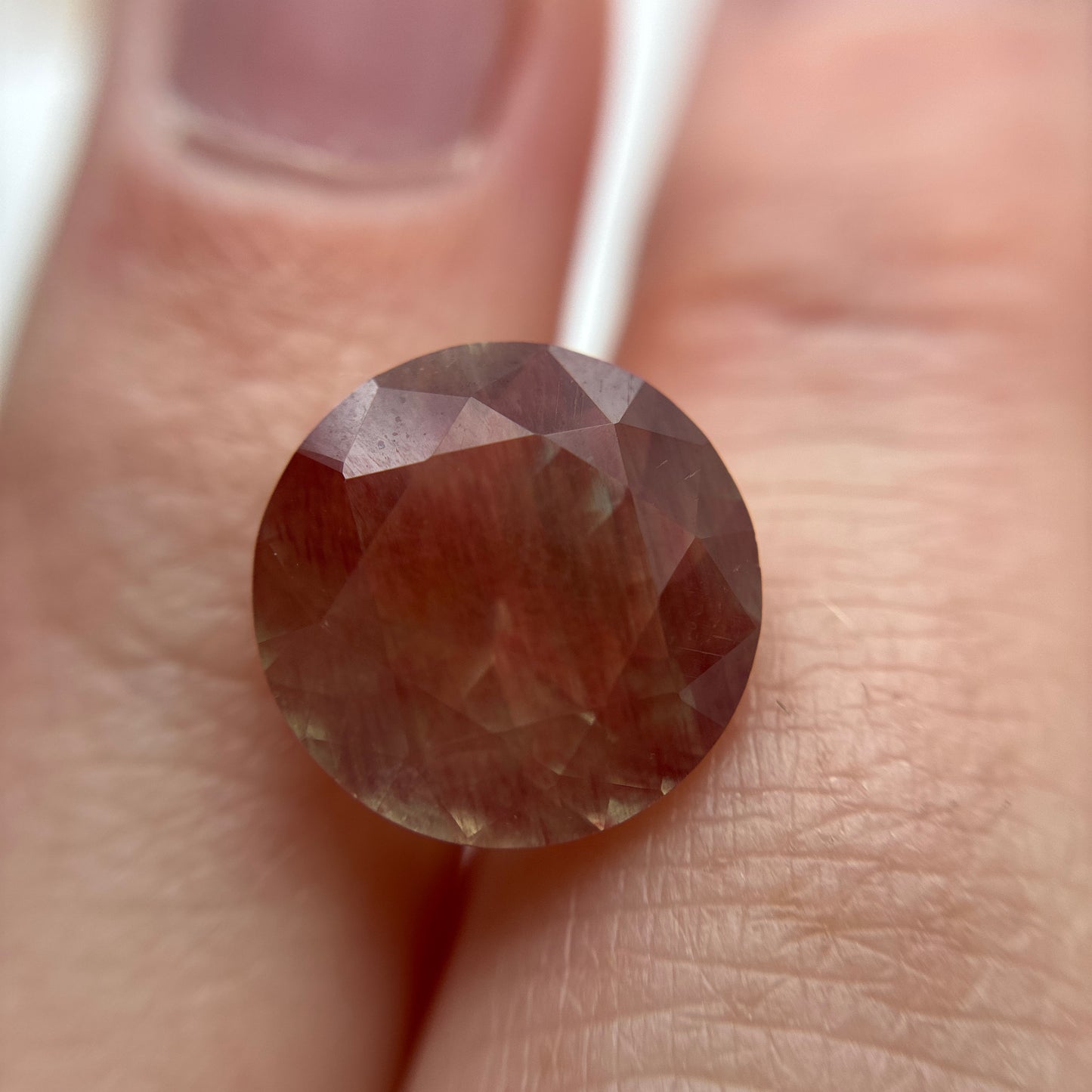 11mm Round Andesine Feldspar Orange with Green Glow