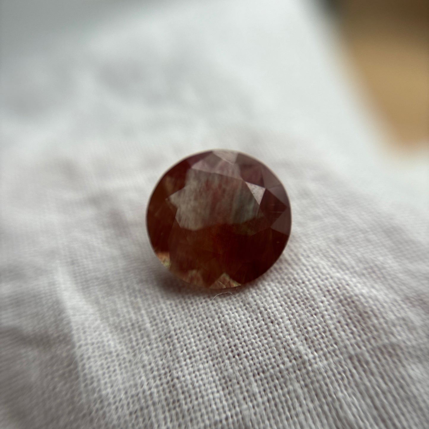 11mm Round Andesine Feldspar Orange with Green Glow