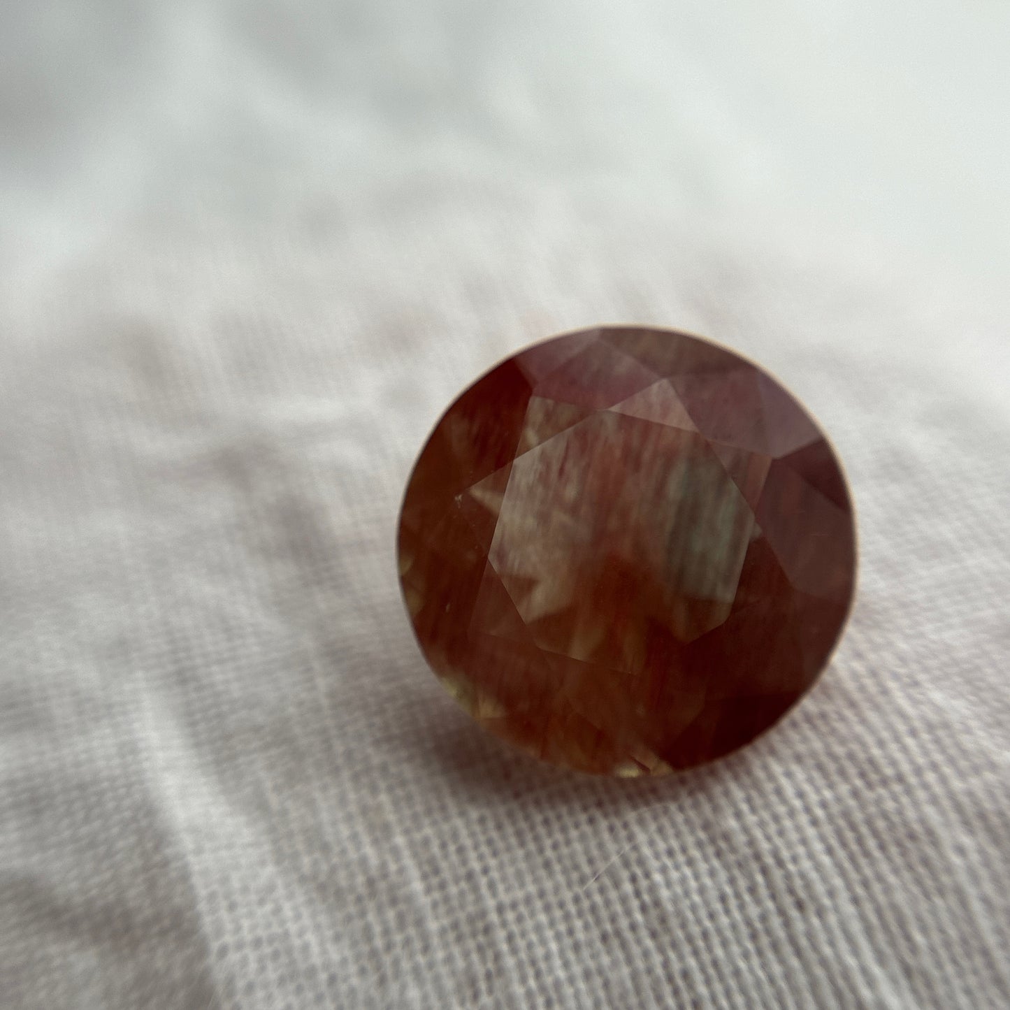 11mm Round Andesine Feldspar Orange with Green Glow