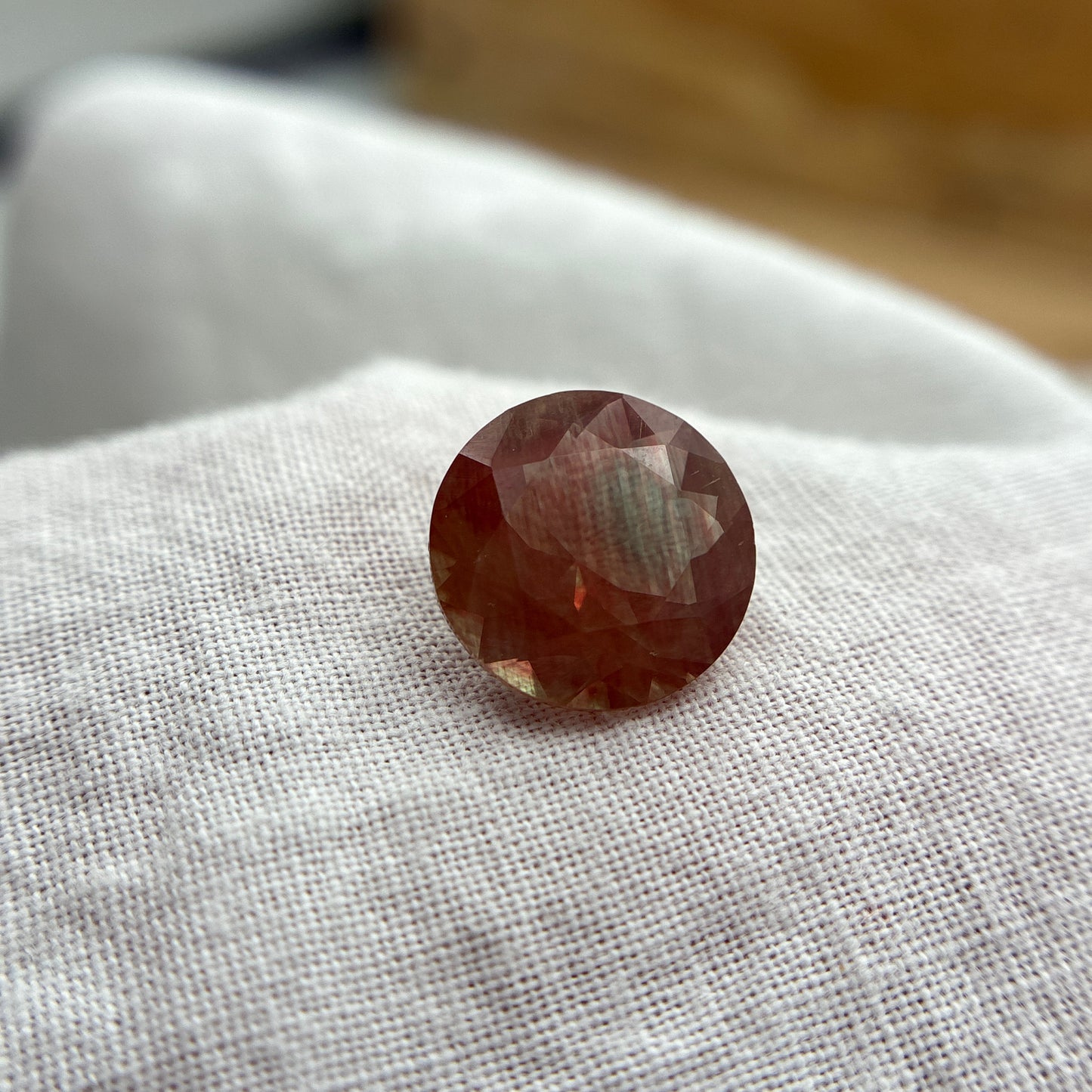 11mm Round Andesine Feldspar Orange with Green Glow