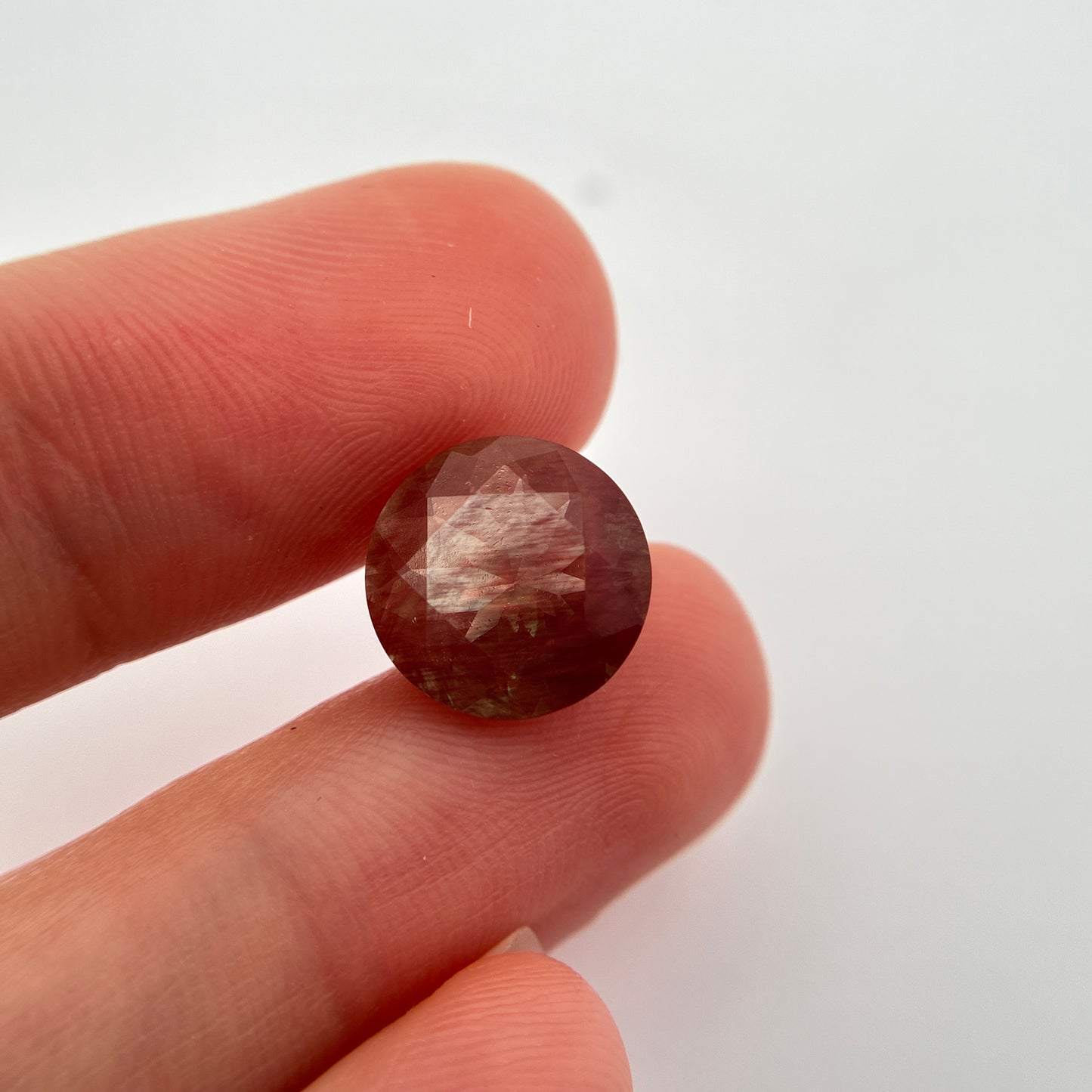 11mm Round Andesine Feldspar Orange with Green Glow