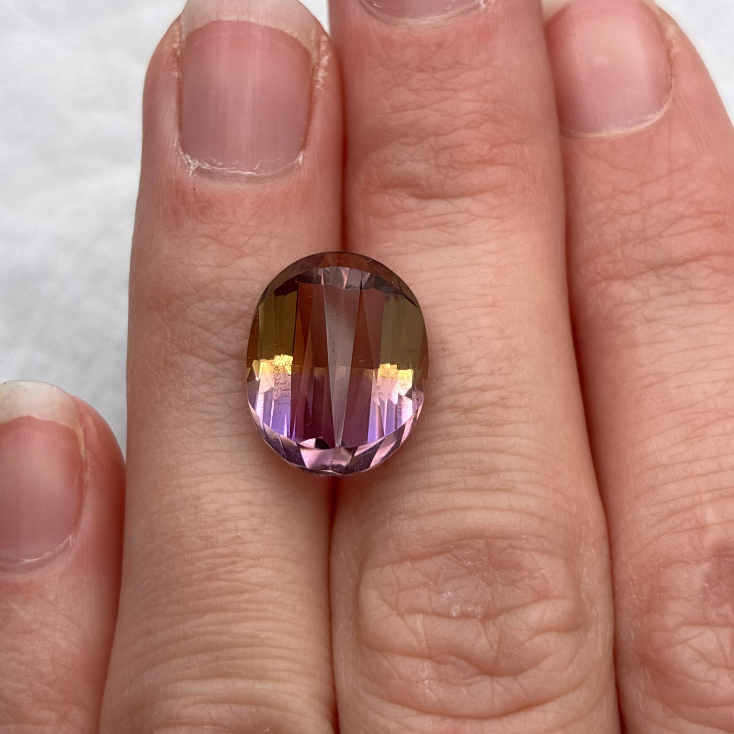 Oval Fancy Cut Ametrine Yellow and Purple 14x11mm 8.39 carats