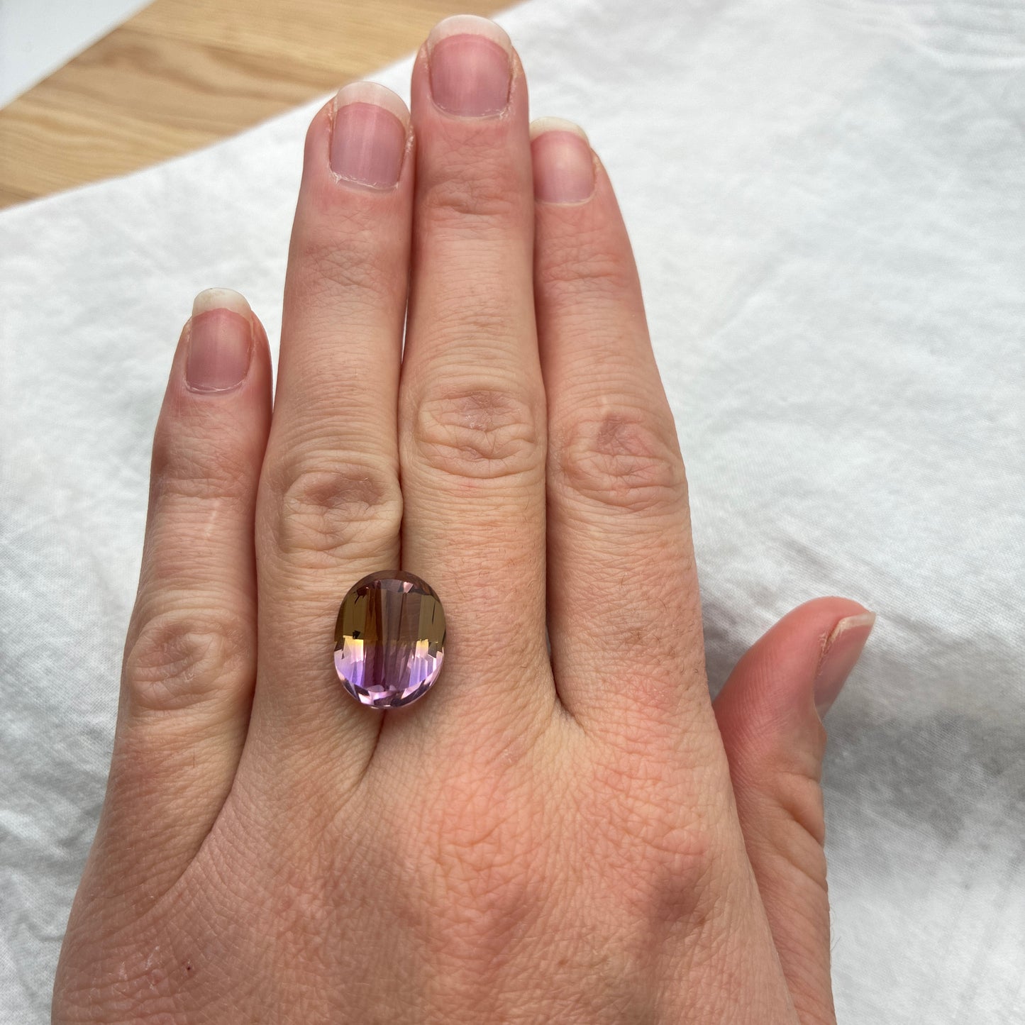 Oval Fancy Cut Ametrine Yellow and Purple 14x11mm 8.39 carats
