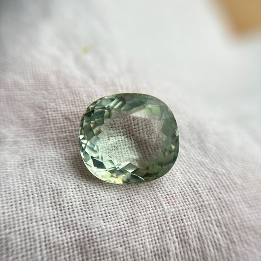Light Green Cushion Cut Oval Tourmaline Almost 6 carats 11x10mm