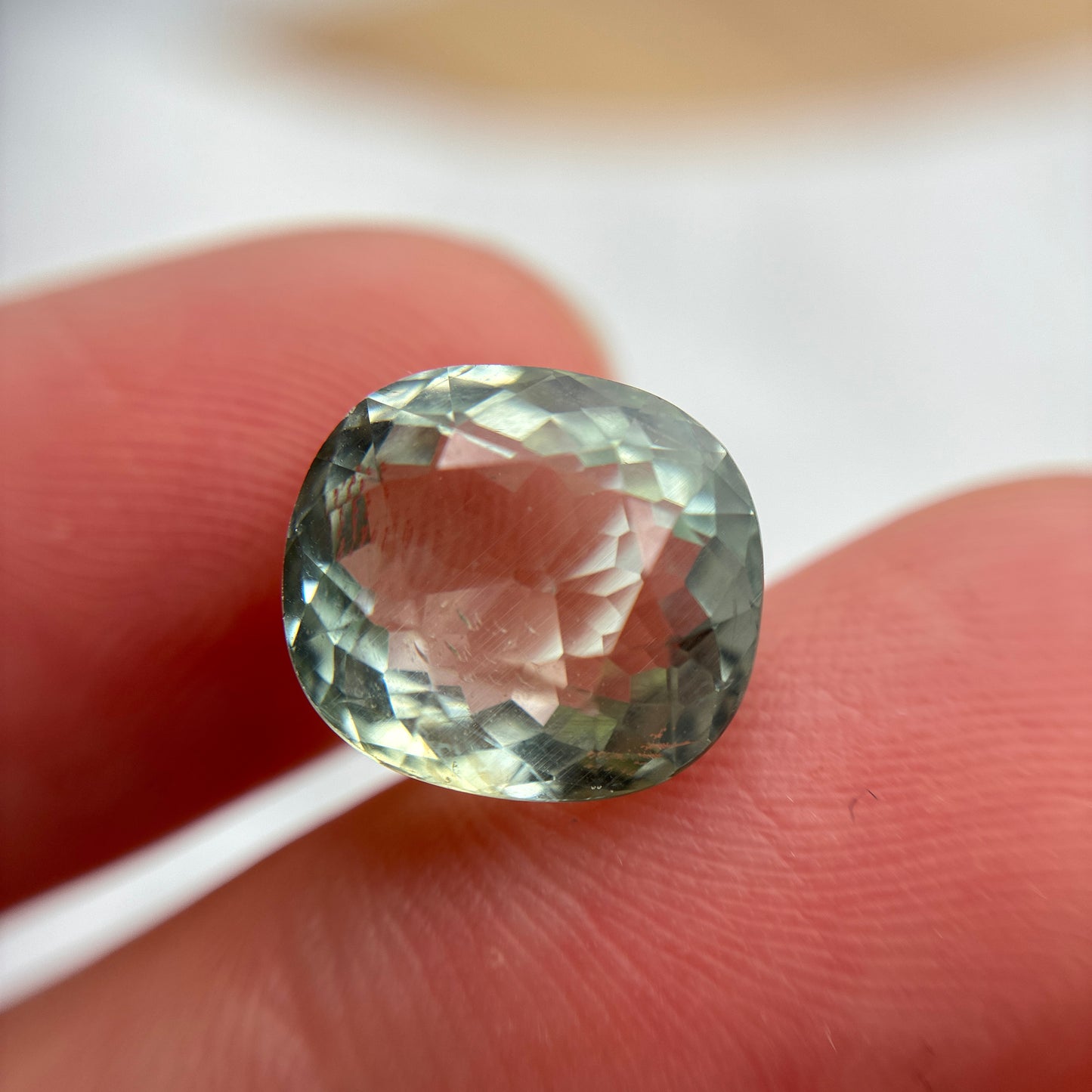 Light Green Cushion Cut Oval Tourmaline Almost 6 carats 11x10mm