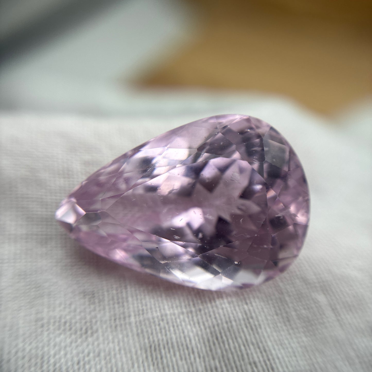 Large 23 Carat Kunzite Pear Cut 21x14.6mm
