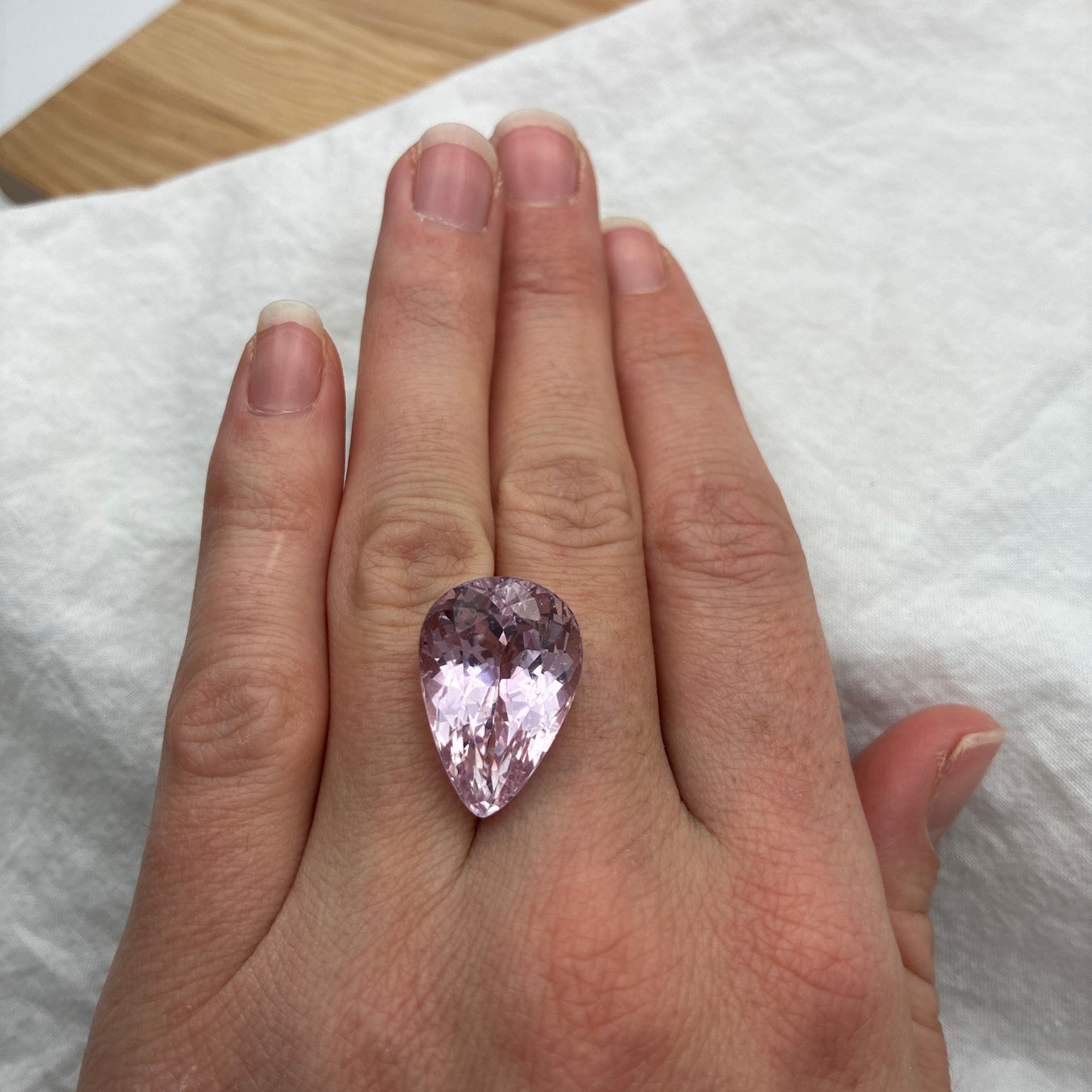 Large 23 Carat Kunzite Pear Cut 21x14.6mm