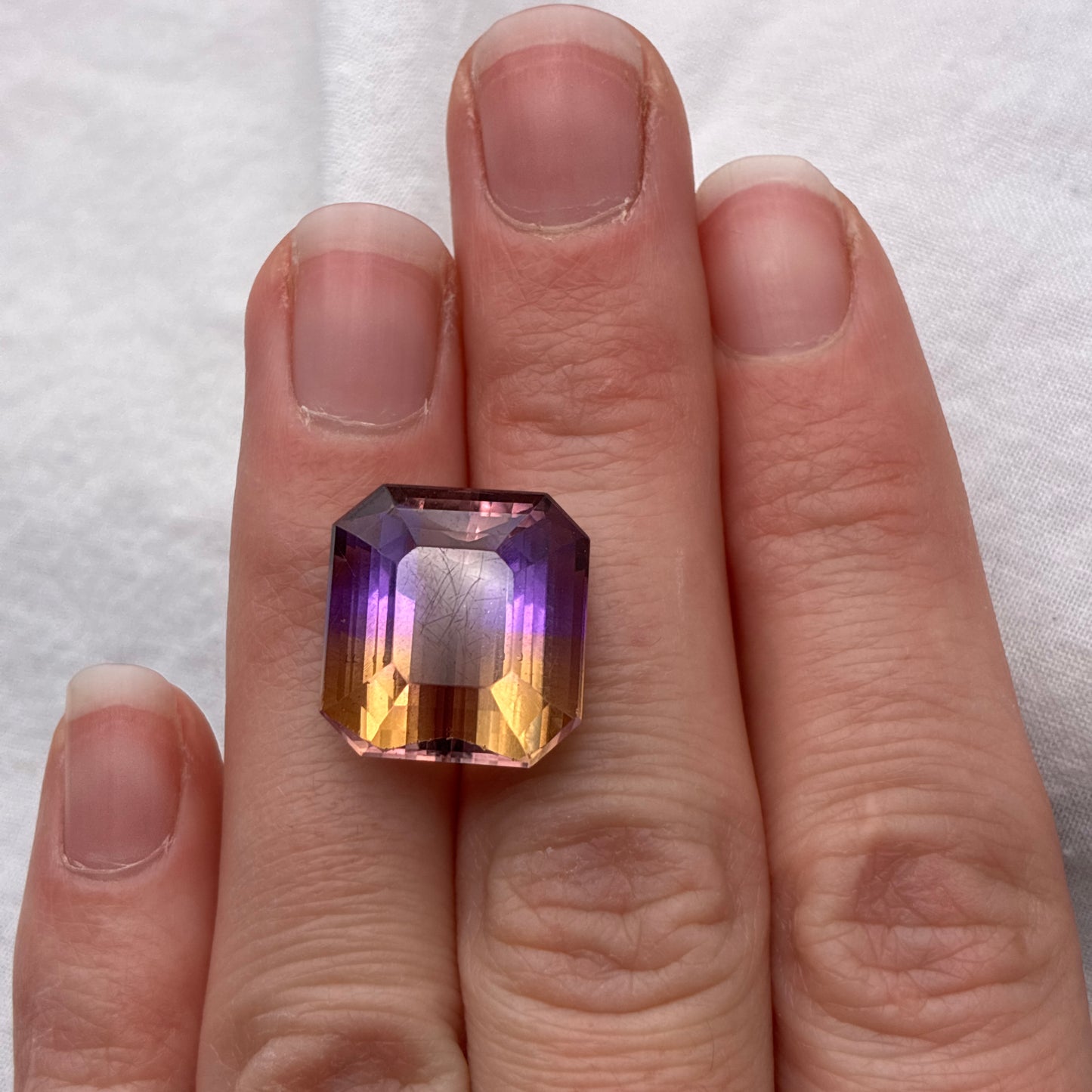 16 carat Ametrine, 15.5x14.6mm Emerald cut