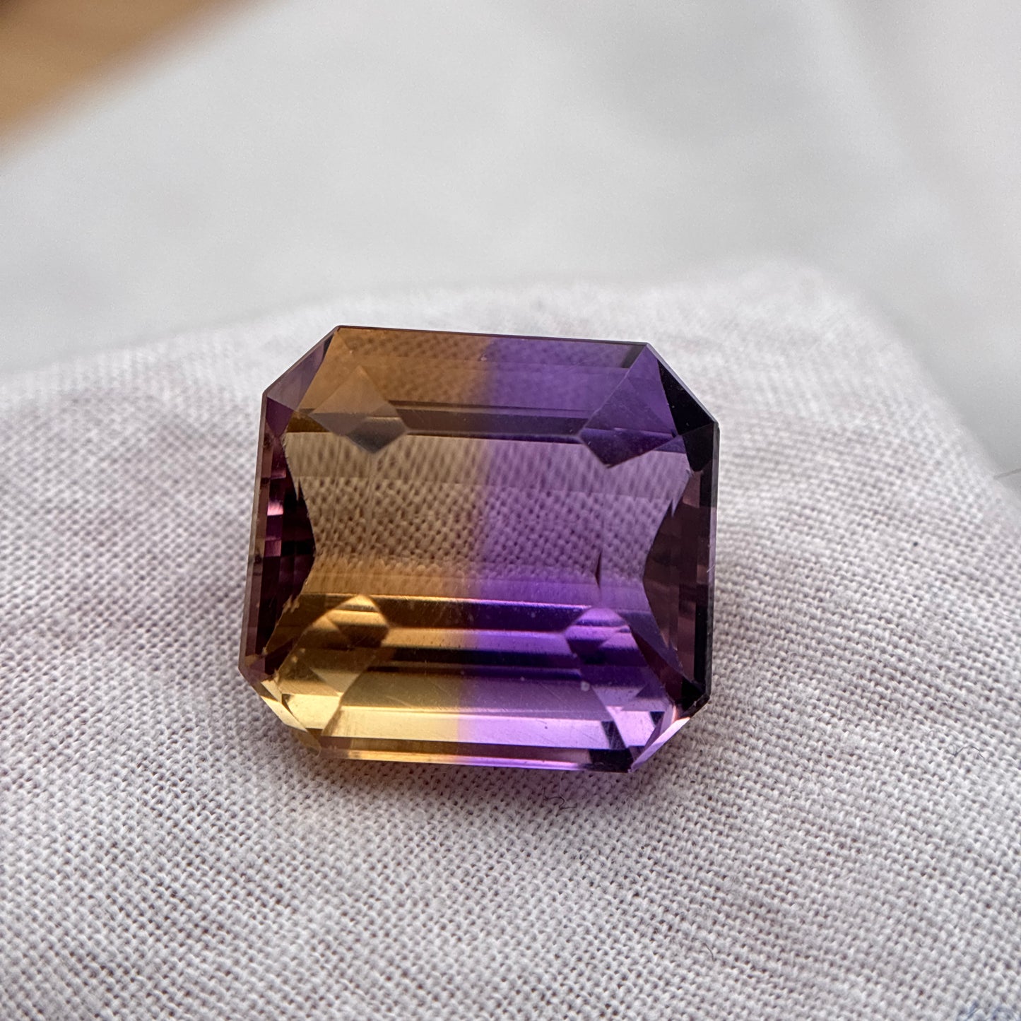16 carat Ametrine, 15.5x14.6mm Emerald cut