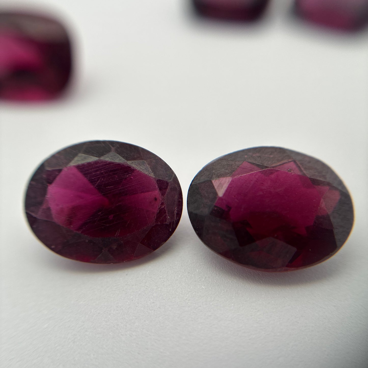 30 carats Lot of Reddish Purple Garnets, Worn 8 pieces, Faceted, Recycled, Chipped, Preformed Facet Rough