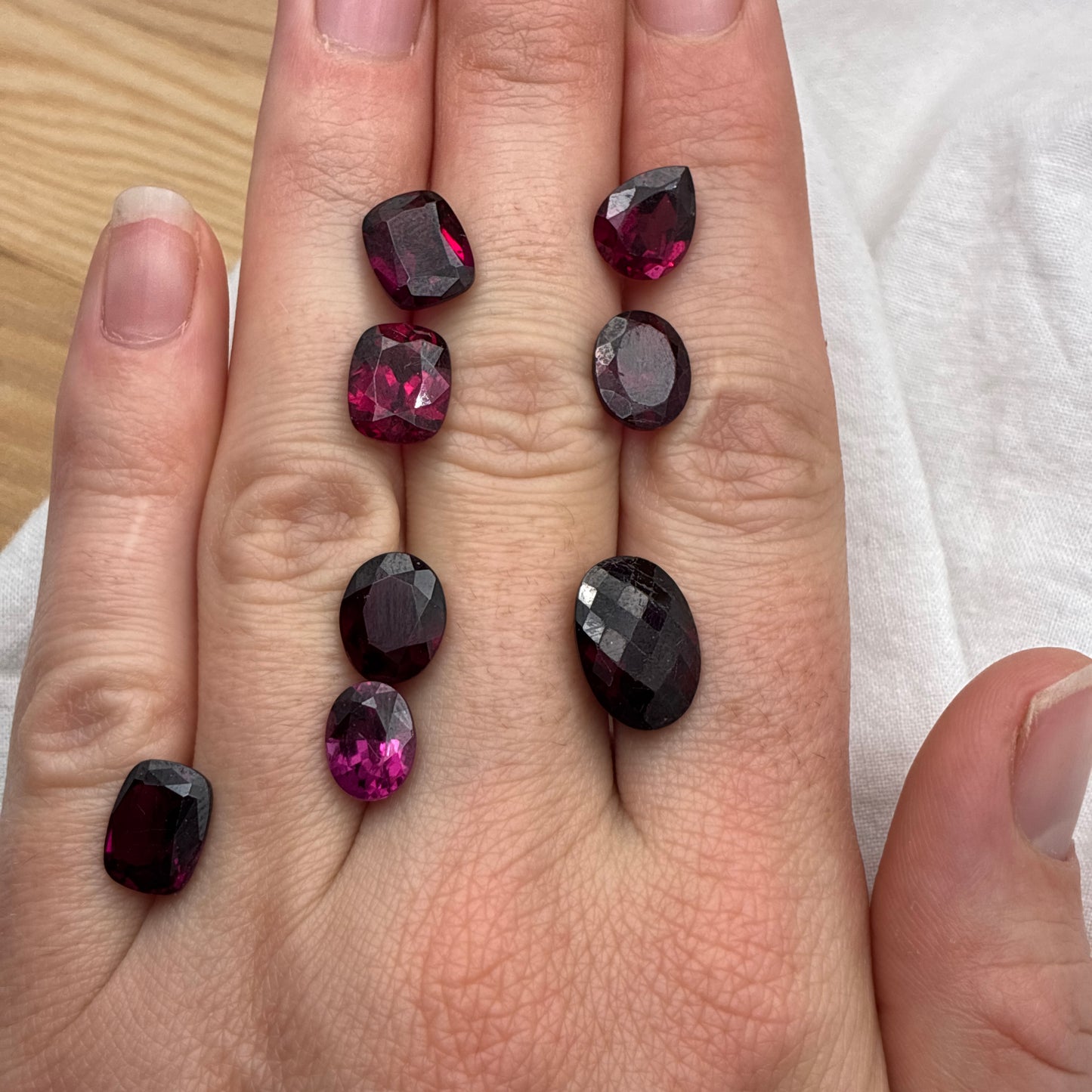 30 carats Lot of Reddish Purple Garnets, Worn 8 pieces, Faceted, Recycled, Chipped, Preformed Facet Rough