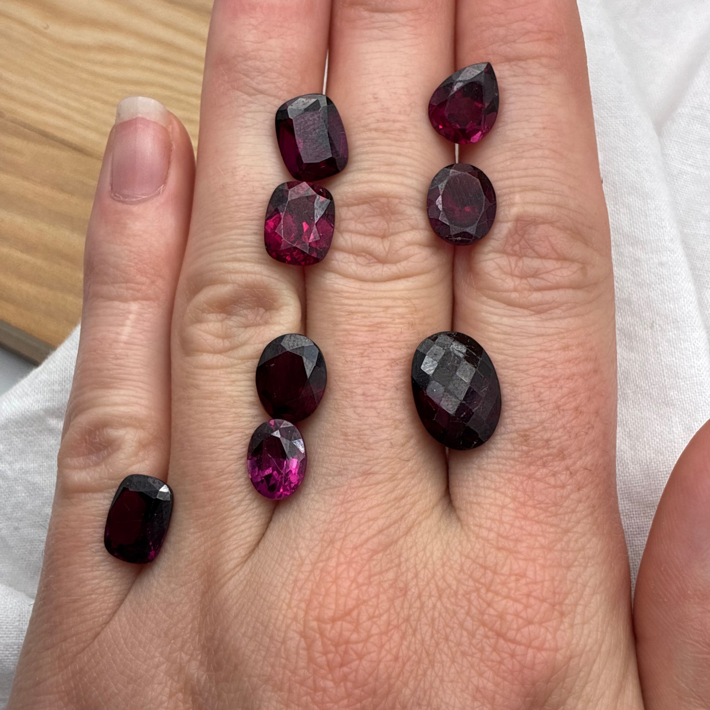 30 carats Lot of Reddish Purple Garnets, Worn 8 pieces, Faceted, Recycled, Chipped, Preformed Facet Rough