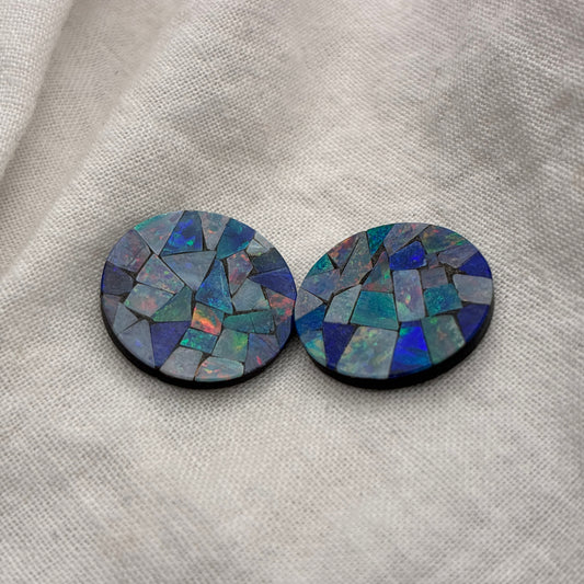 Pair of Opal Mosaics 15mm Round