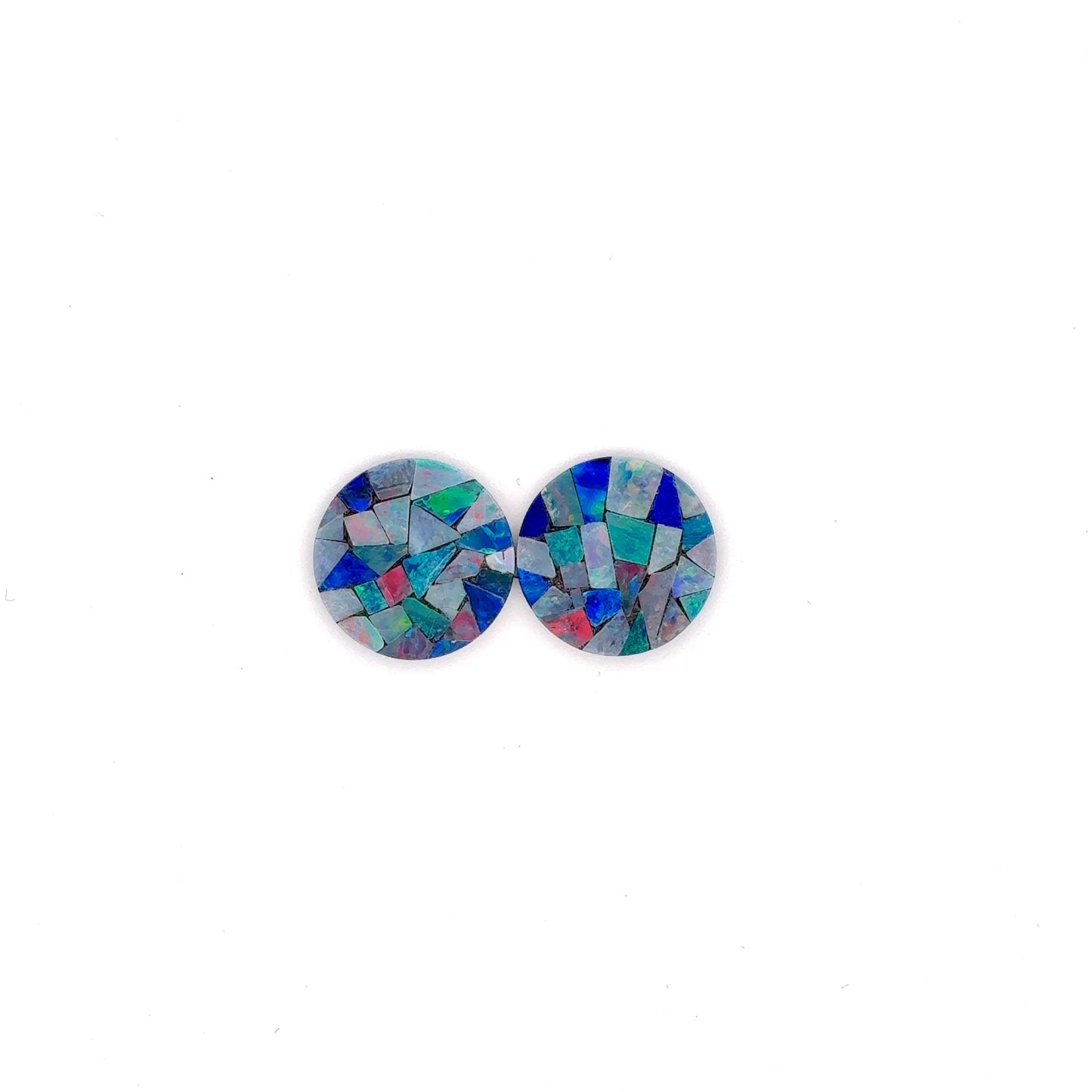 Pair of Opal Mosaics 15mm Round