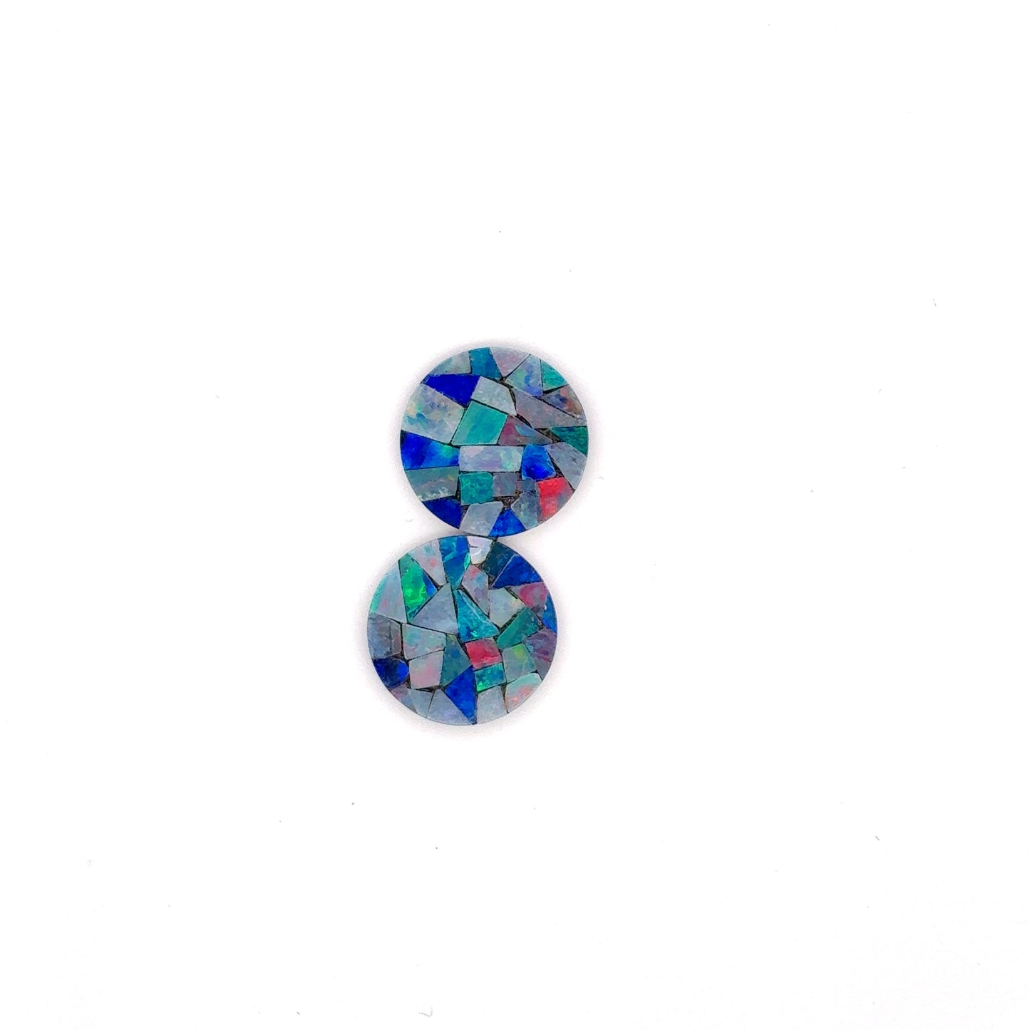 Pair of Opal Mosaics 15mm Round