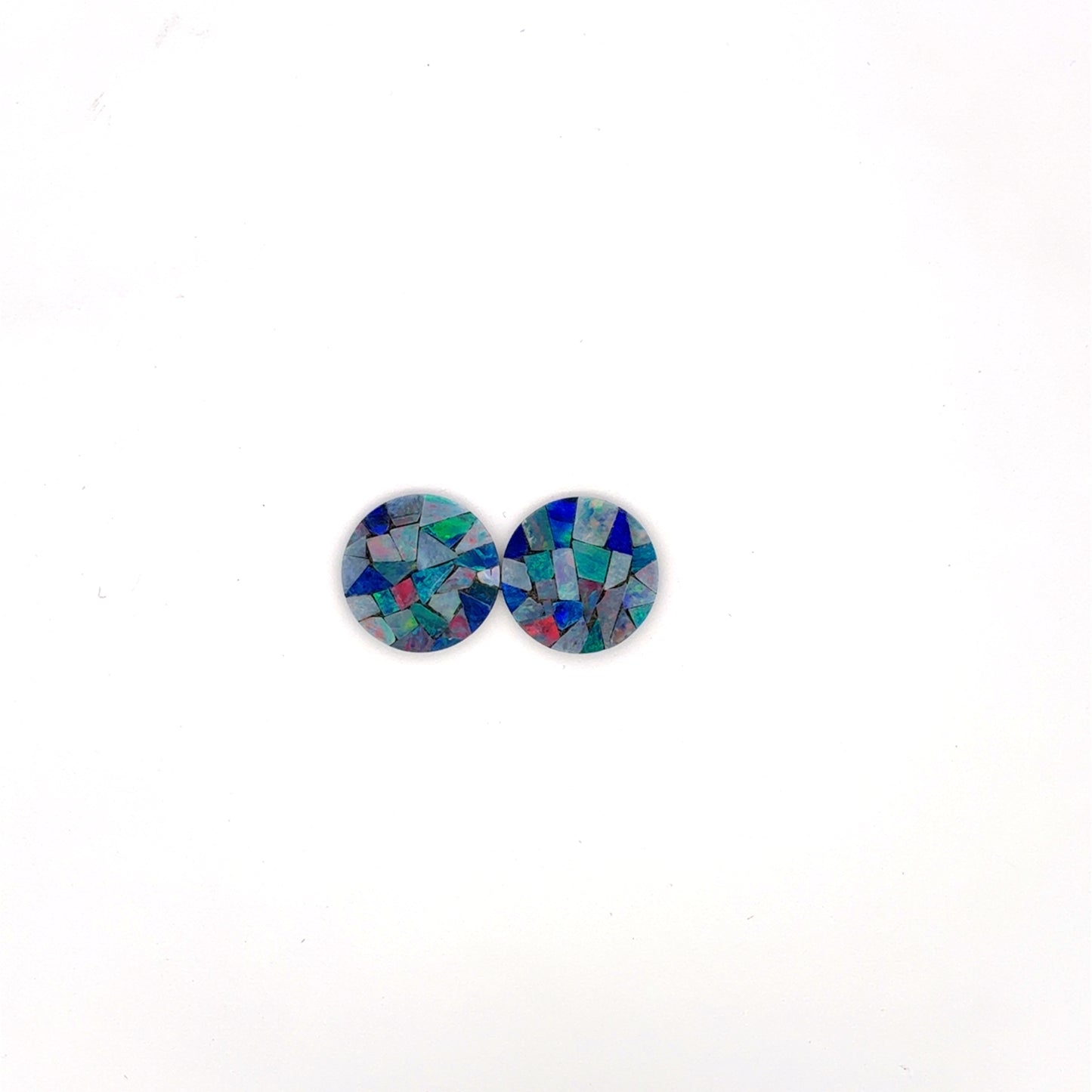 Pair of Opal Mosaics 15mm Round