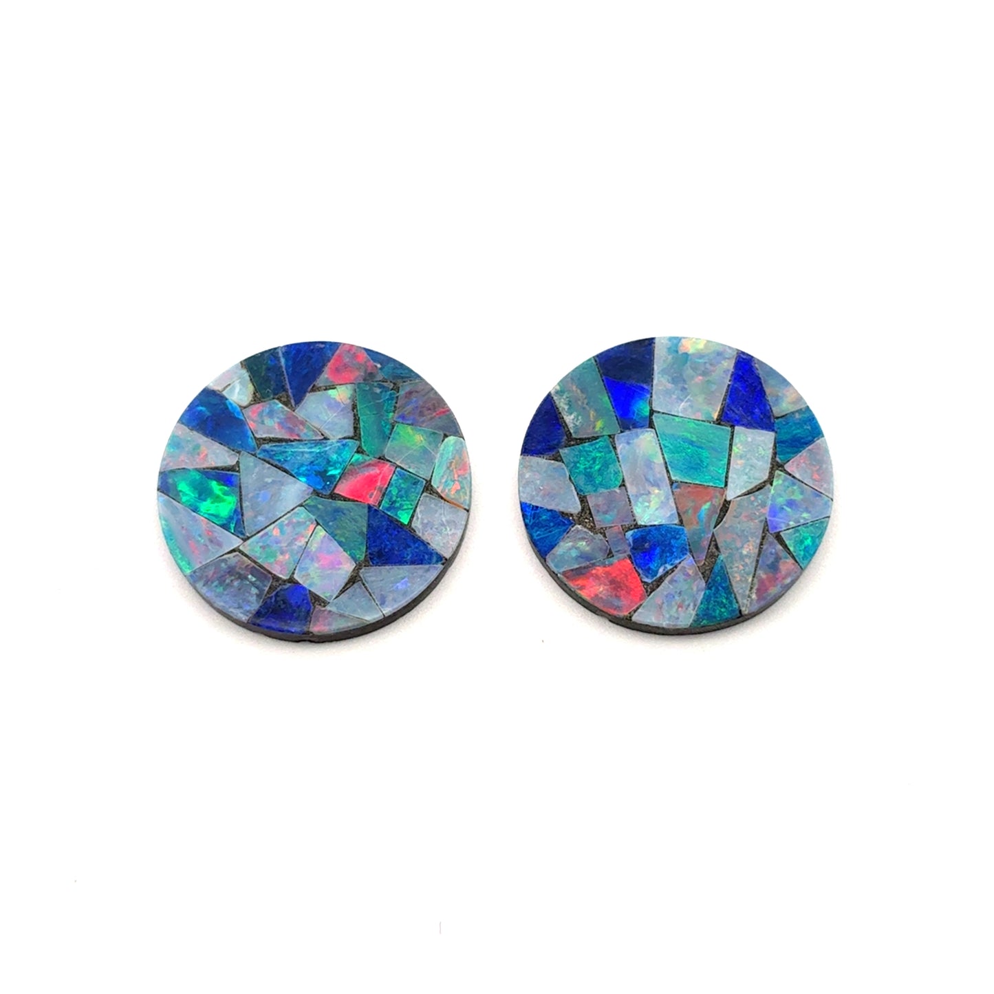 Pair of Opal Mosaics 15mm Round