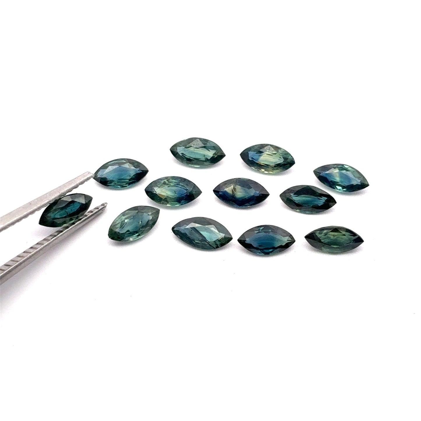 Marquise Cut Bluish Green Sapphire Lot of 12 appr. 6x3mm