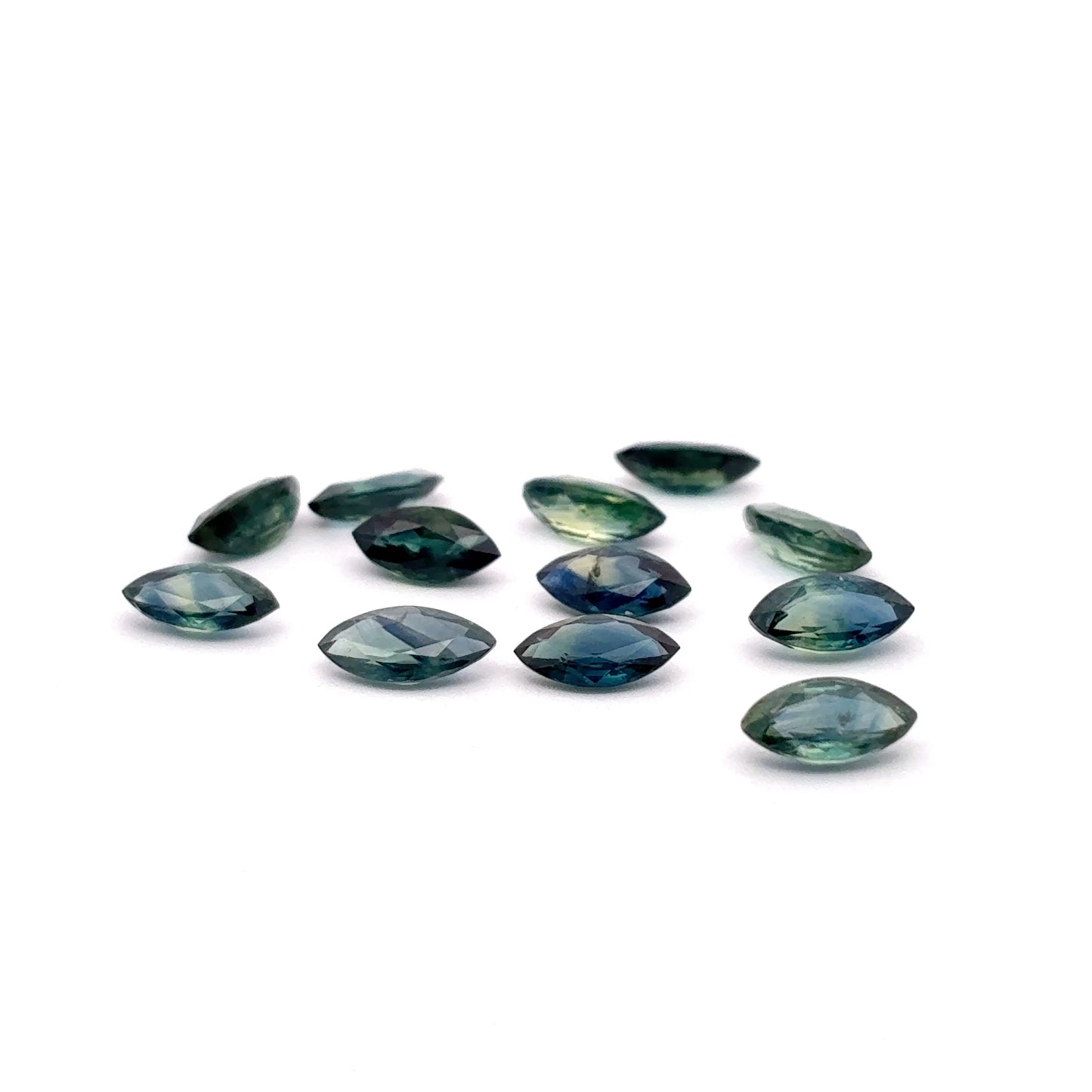 Marquise Cut Bluish Green Sapphire Lot of 12 appr. 6x3mm