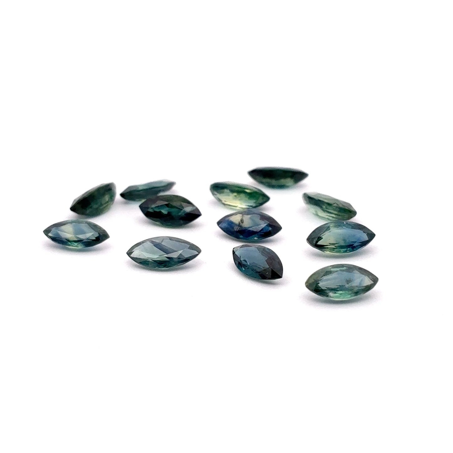 Marquise Cut Bluish Green Sapphire Lot of 12 appr. 6x3mm