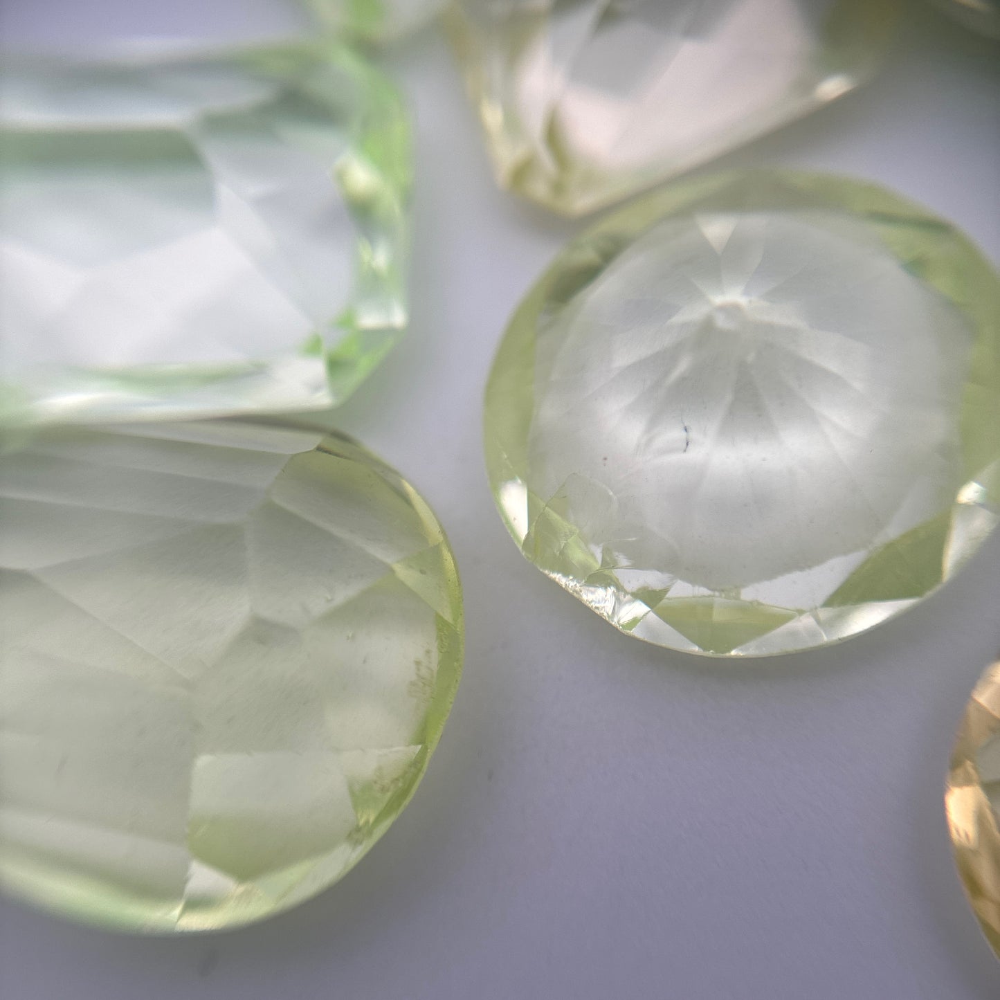 80 carat Lot of Lab Created Spinel 9 stones, Worn, Faceted, Recycled, Neon Green Spinel