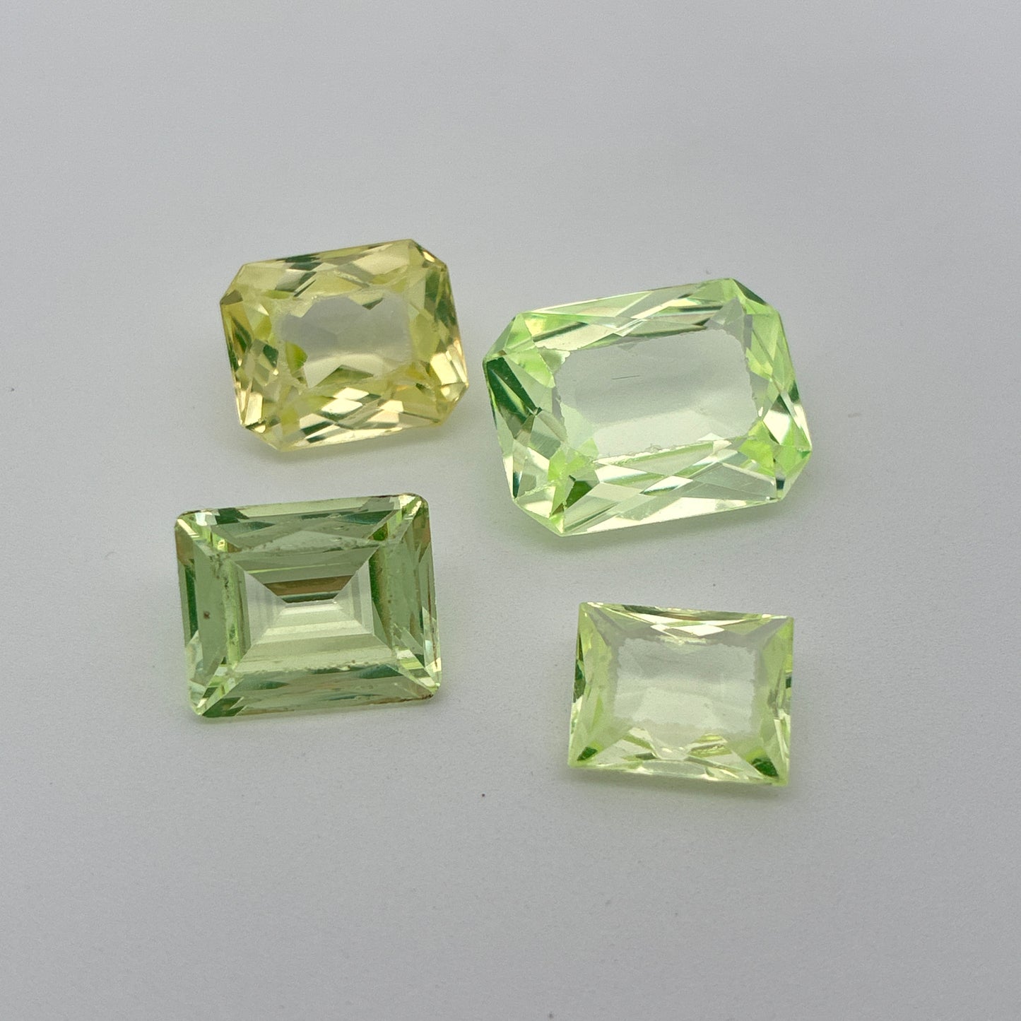 80 carat Lot of Lab Created Spinel 9 stones, Worn, Faceted, Recycled, Neon Green Spinel